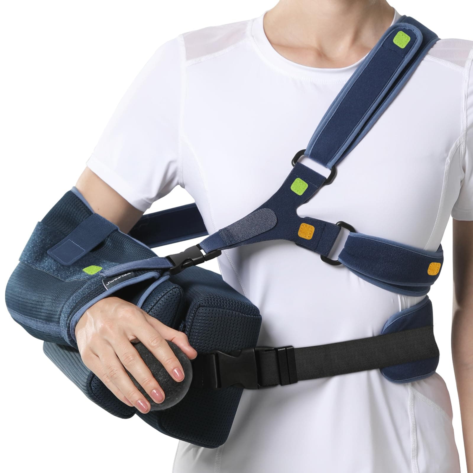 Velpeau Shoulder Abduction Sling with Two Removable Pillows, Shoulder Immobilizer Strap for Sleeping, Rotator Cuff Surgery, Medical Sling for Women & Men, Fits Left & Right Arm (L, Bust ﹥41″)