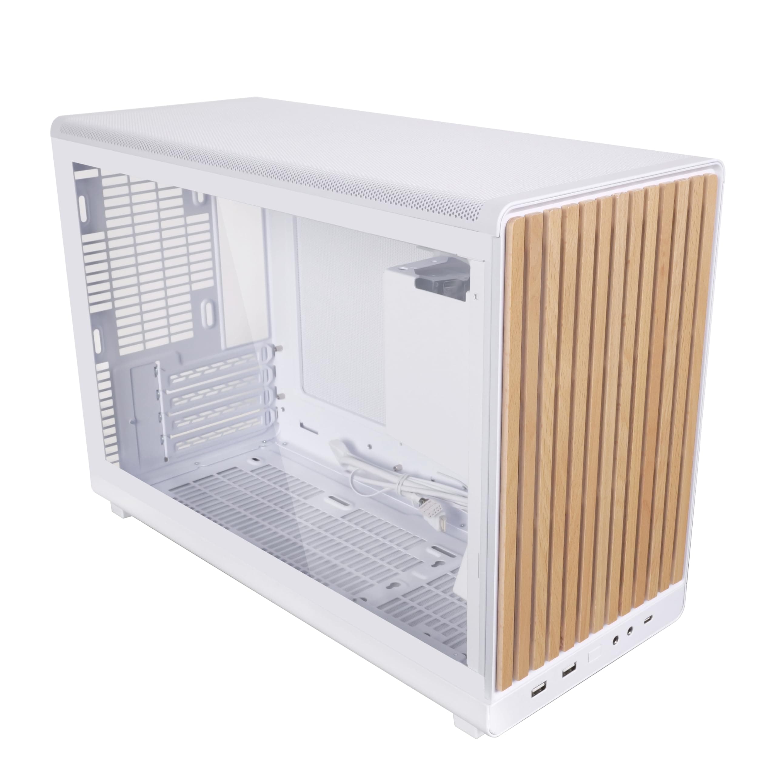 Lian Li A3-26.3L Micro Form Factor Chassis - Wood Front & Side Tempered Glass Panel - Supports 360mm AIO-Modularity Design for M-ATX, ITX Motherboard-DAN Cases Collaboration - White (A3W-WDG)