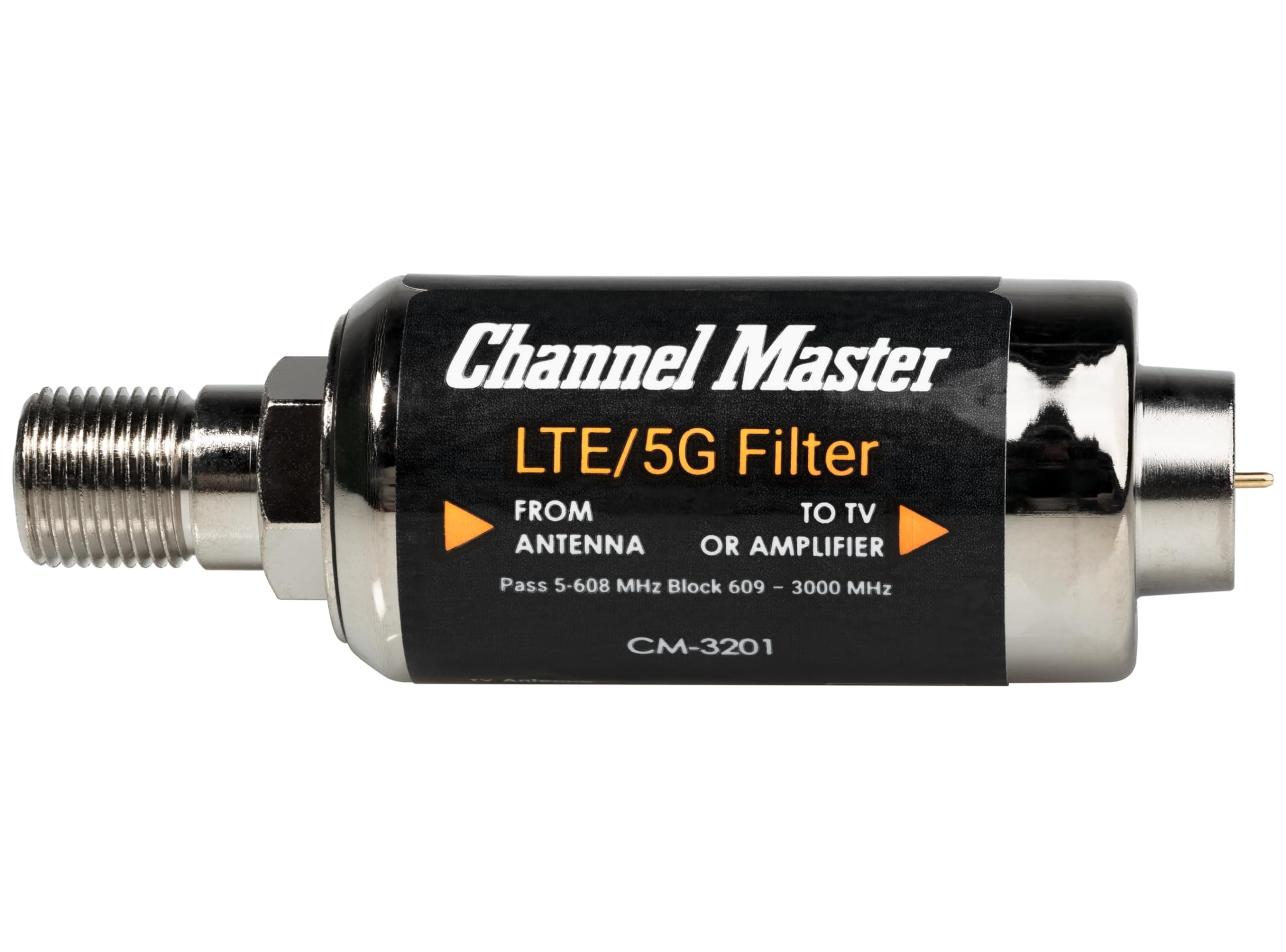 CM-3201 LTE Filter - Optimized for new 2023 LTE, and 5G, Standards in the US. - Blocks LTE and 5G signals that interfere with TV antenna reception.