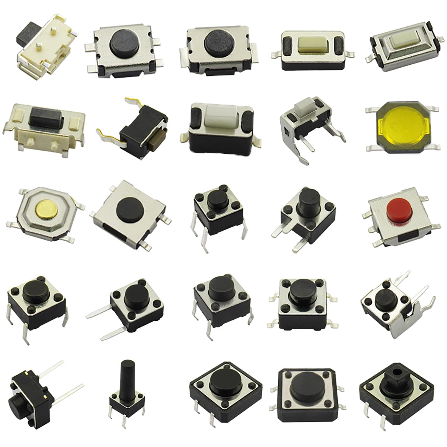 250pcs 25 Values Tactile Push Button Switch SMD Micro Momentary Tact Switch Assortment Kit