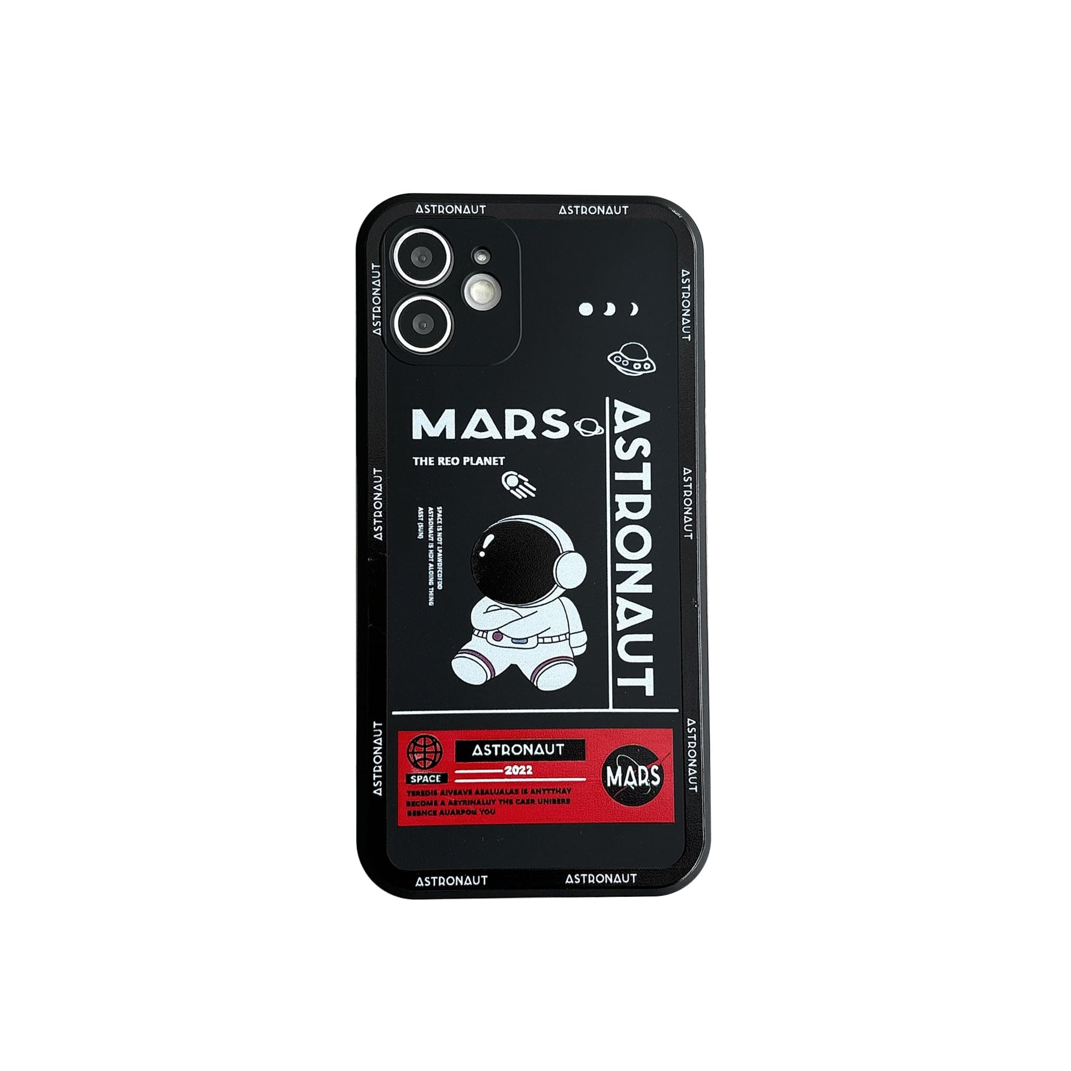 Compatible with iPhone 11 Cute Case, Cool Cartoon Astronaut Space Mars Rocket Design Stylish Bumper Soft TPU Rubber Protective Anti-Slip Shockproof Fashion Case(iPhone 11, Black)