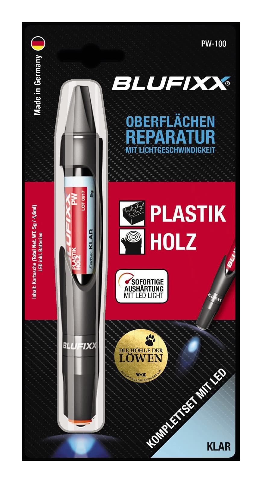 BLUFIXX ZSO Light curing repair gel - Complete Kit for Plastic & Wood