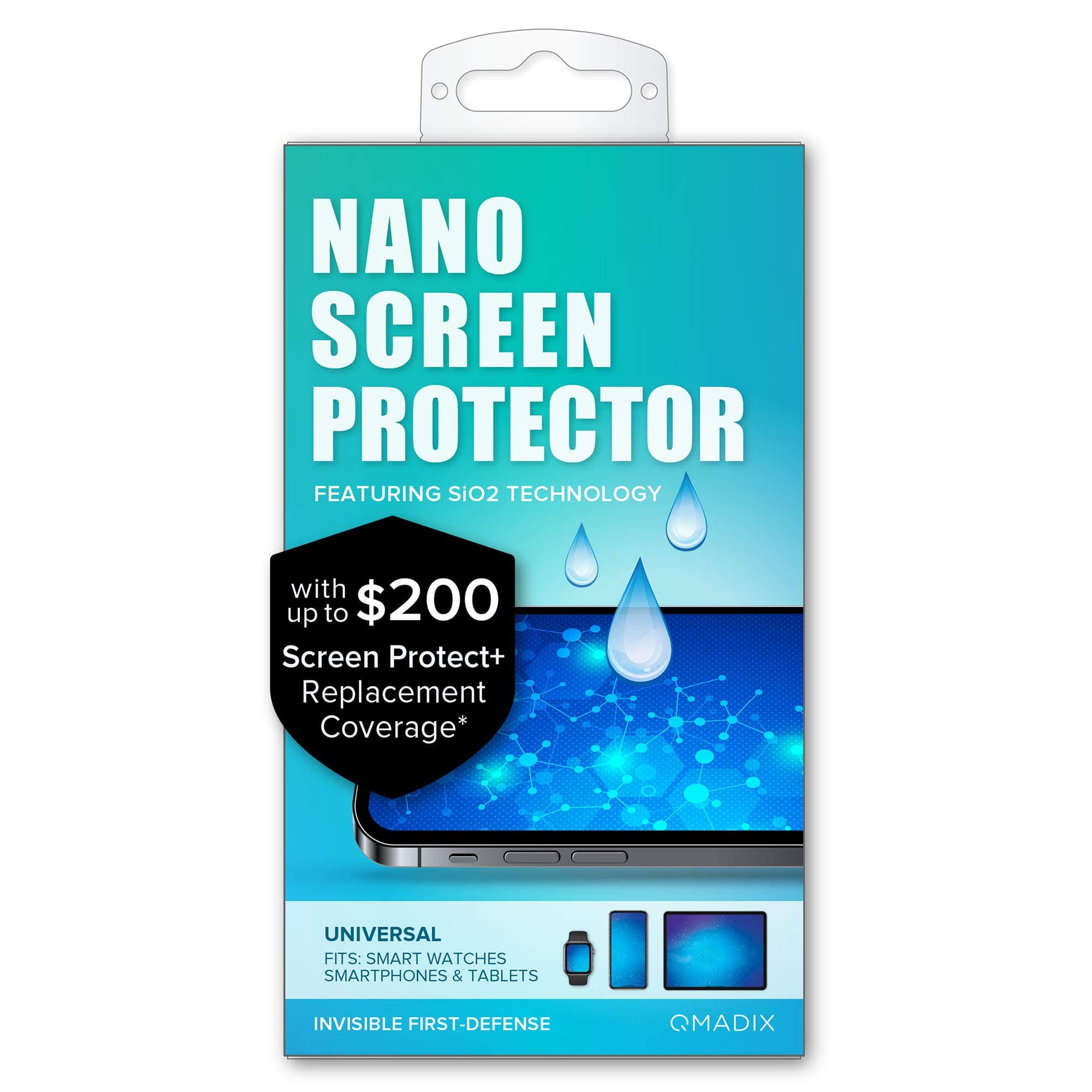 Qmadix $200 Replacement Guarantee -Invisible Nano Liquid Screen Protector [Scratch Resistant] for all iPhone, iPad, Apple Watch, Samsung phones - Extreme Liquid Glass Protection