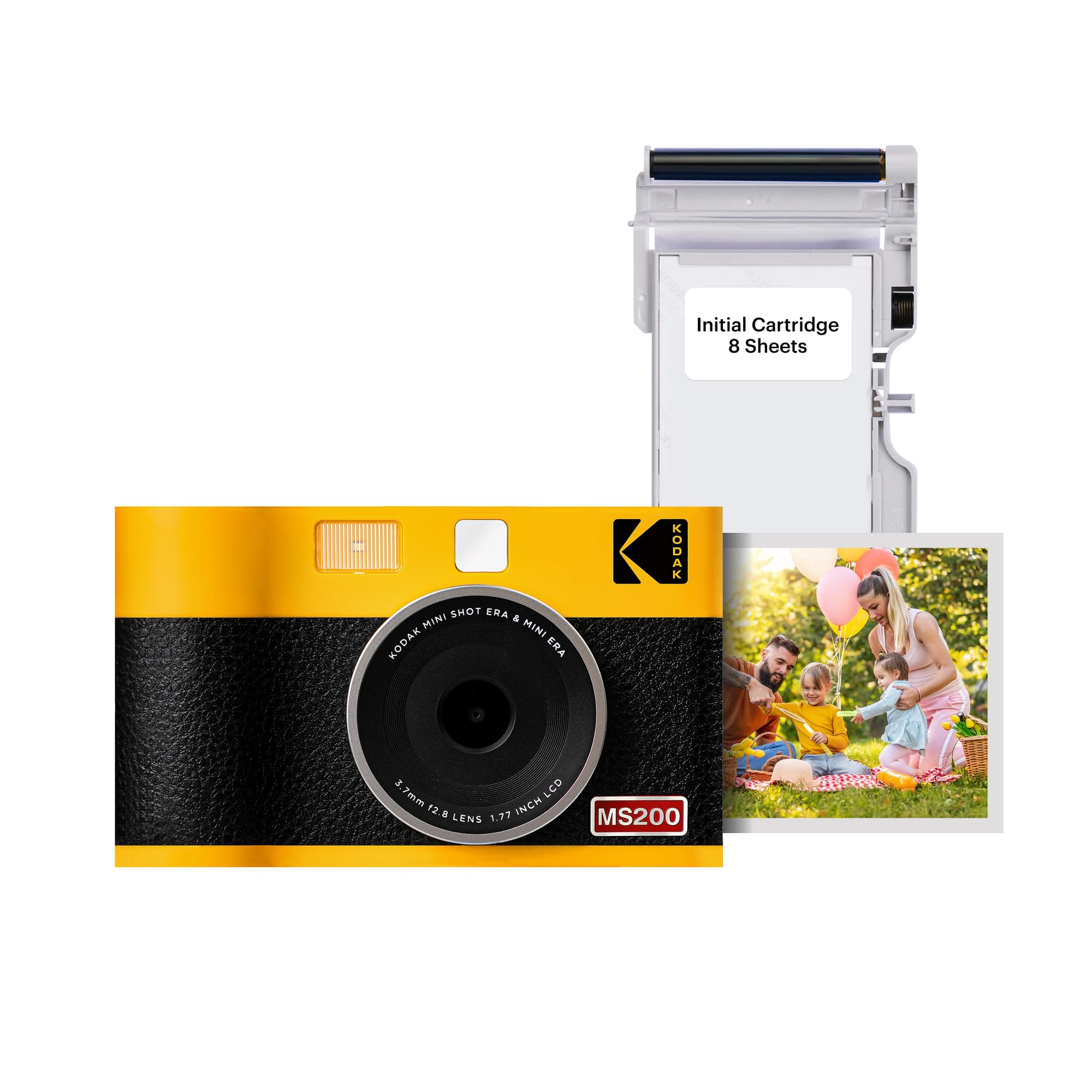 Mini Shot 2 ERA 4PASS 2-in-1 Instant Camera and Photo Printer (Yellow, Camera + 8 Sheets)