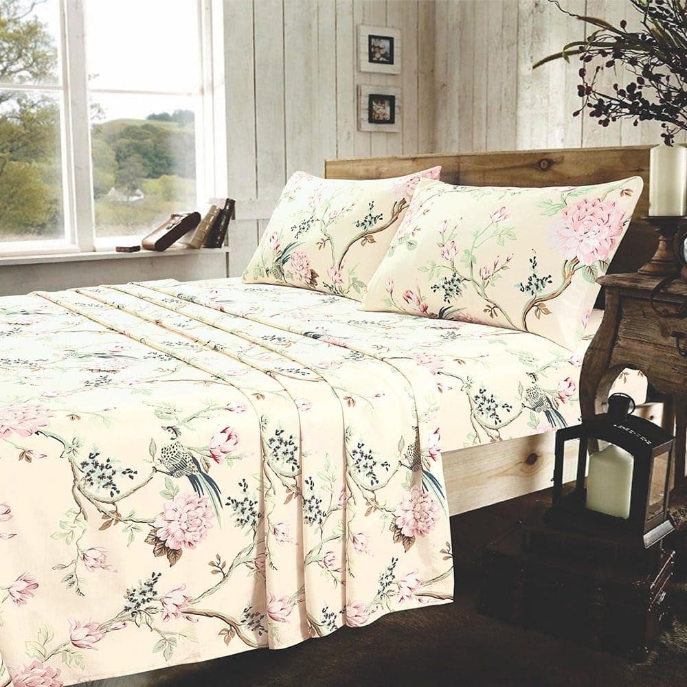 homes r us Florian Single-Sized Flat Sheet Set, Cream - 180X240 Cm