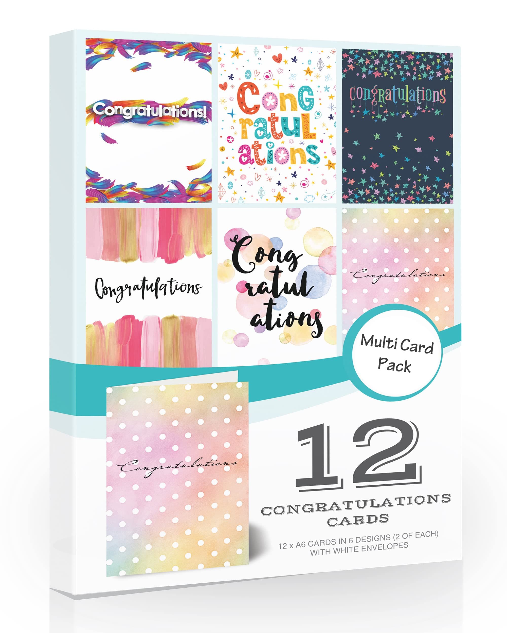 Olivia Samuel 12 x Congratulations Cards Folding Style Multi Pack with Envelopes