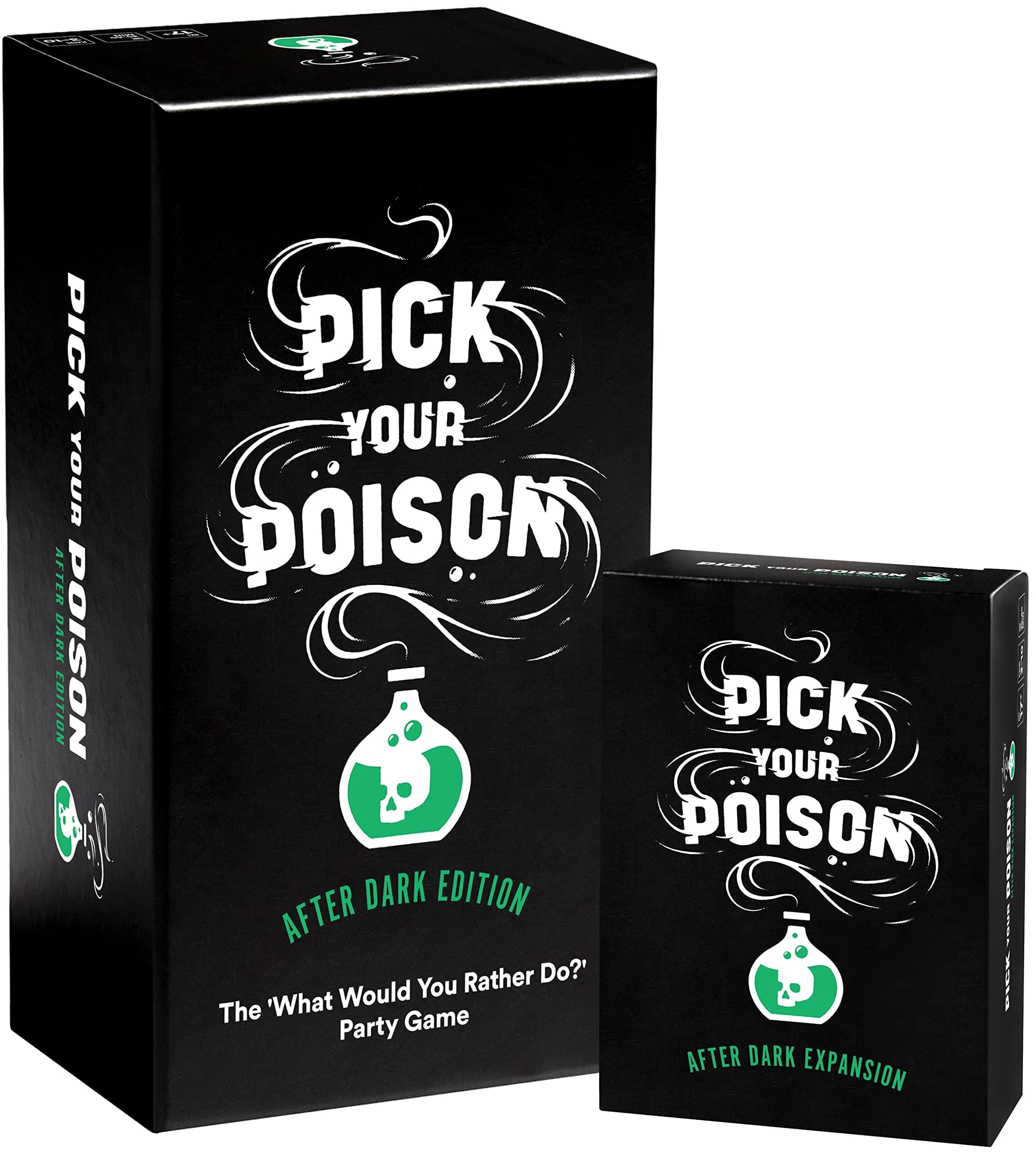 Pick Your Poison After Dark + Expansion Set Party Game - The “What Would You Rather Do?” Adult Card Game for White Elephant Parties, Stocking Stuffers + Board Games Night with Friends