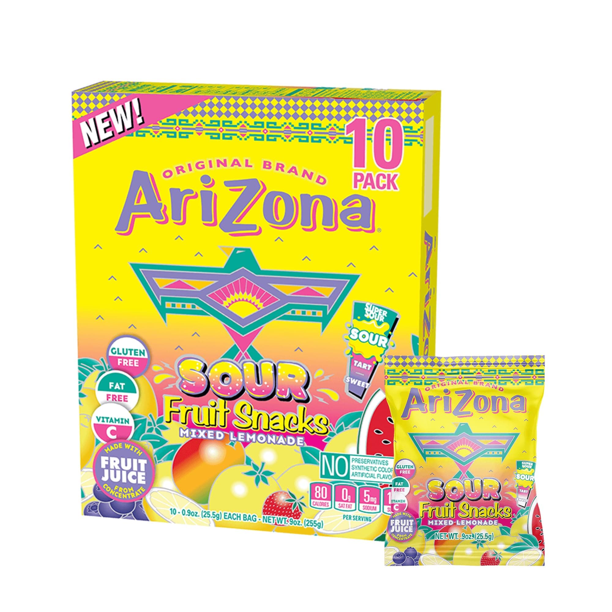 Lemonade Fruit Snacks, Sour Lemonade - 0.9 oz, 10 count Box