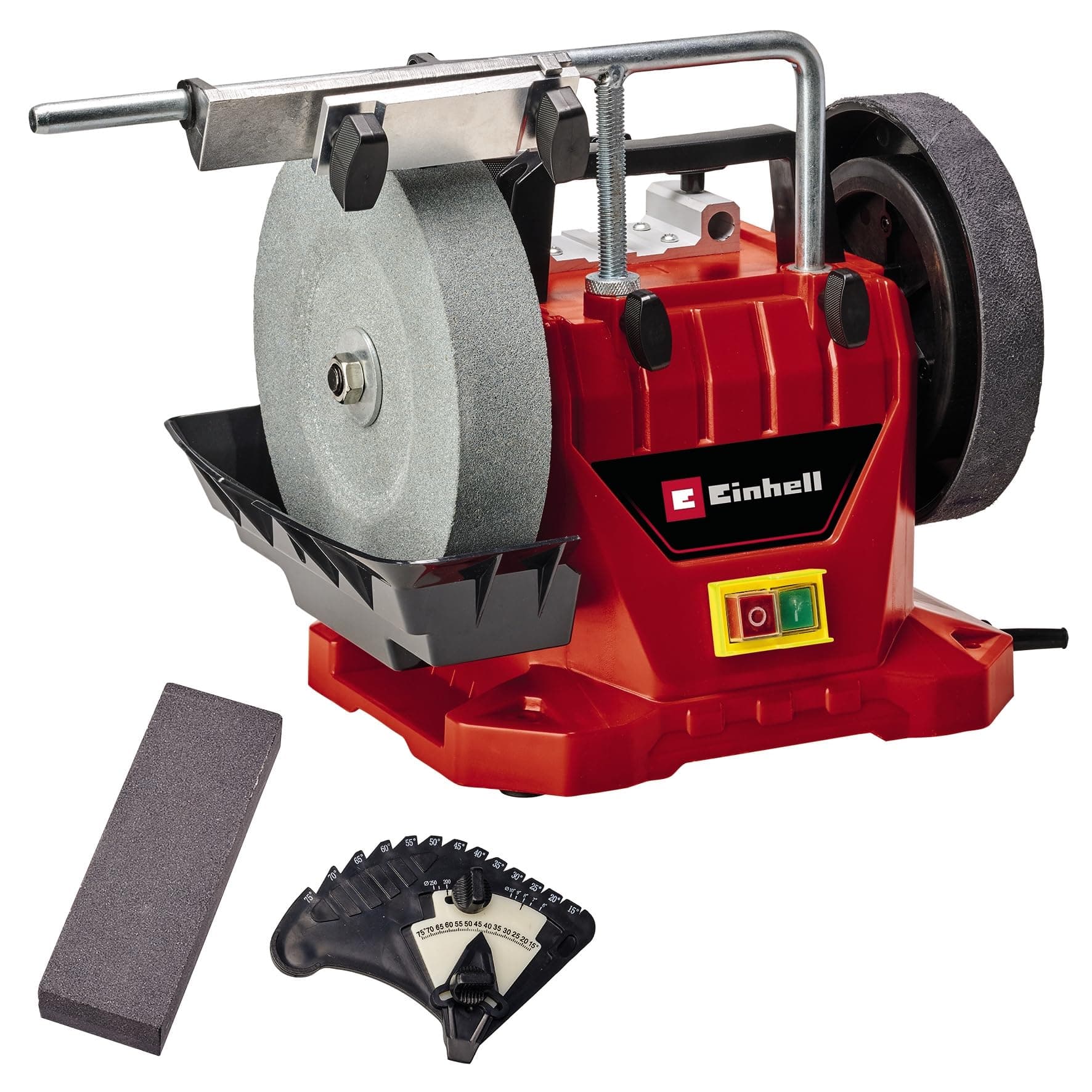 Einhell Wet Bench Grinder, 200 x 40mm High Speed Wet-Stone Grinding Wheel and 180 x 30mm Leather Honing Wheel, Electric Wet Grinder for Grinding, Polishing and Sharpening TC-WG 200
