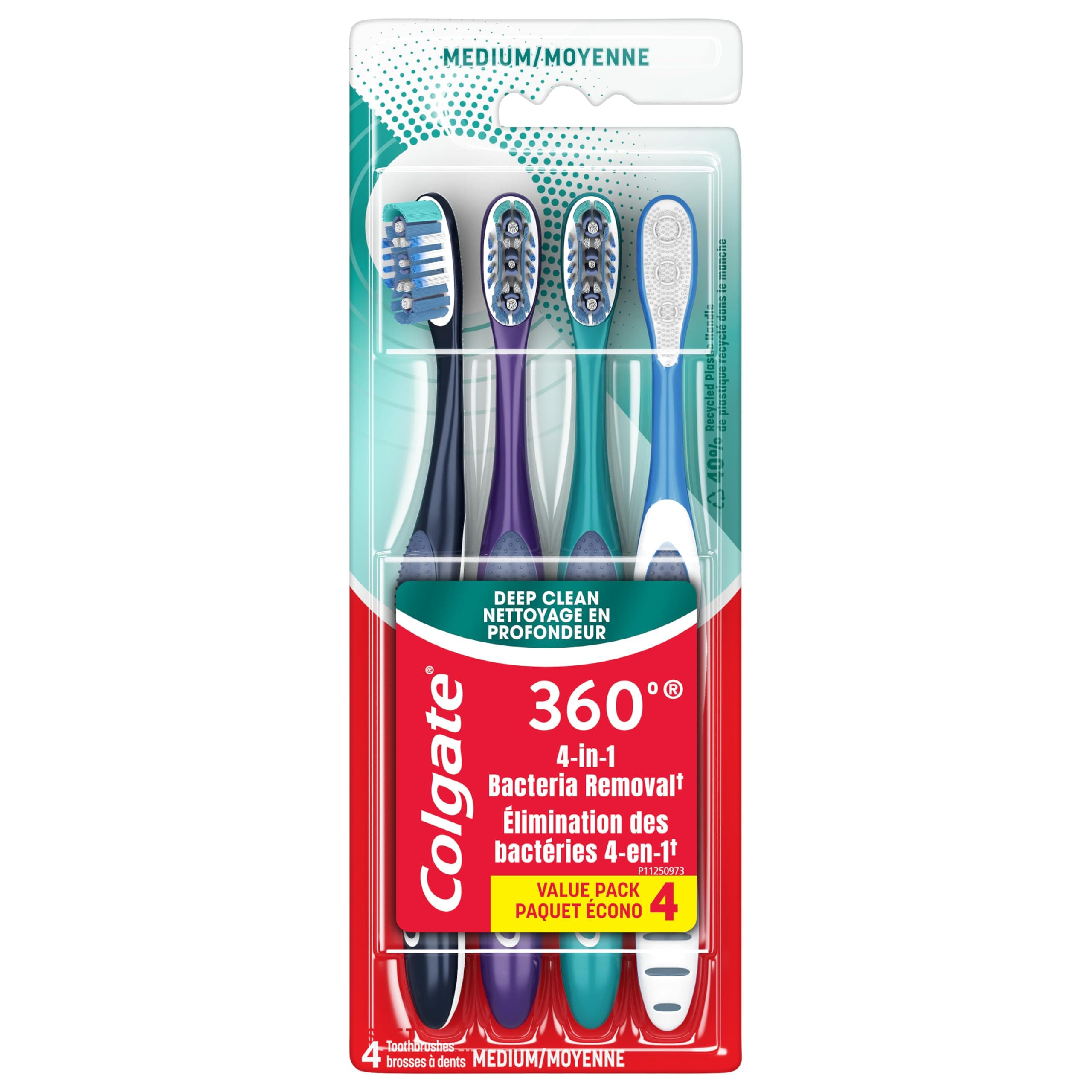 Colgate 360 Adult Toothbrush Value Pack, Medium (4 Count)