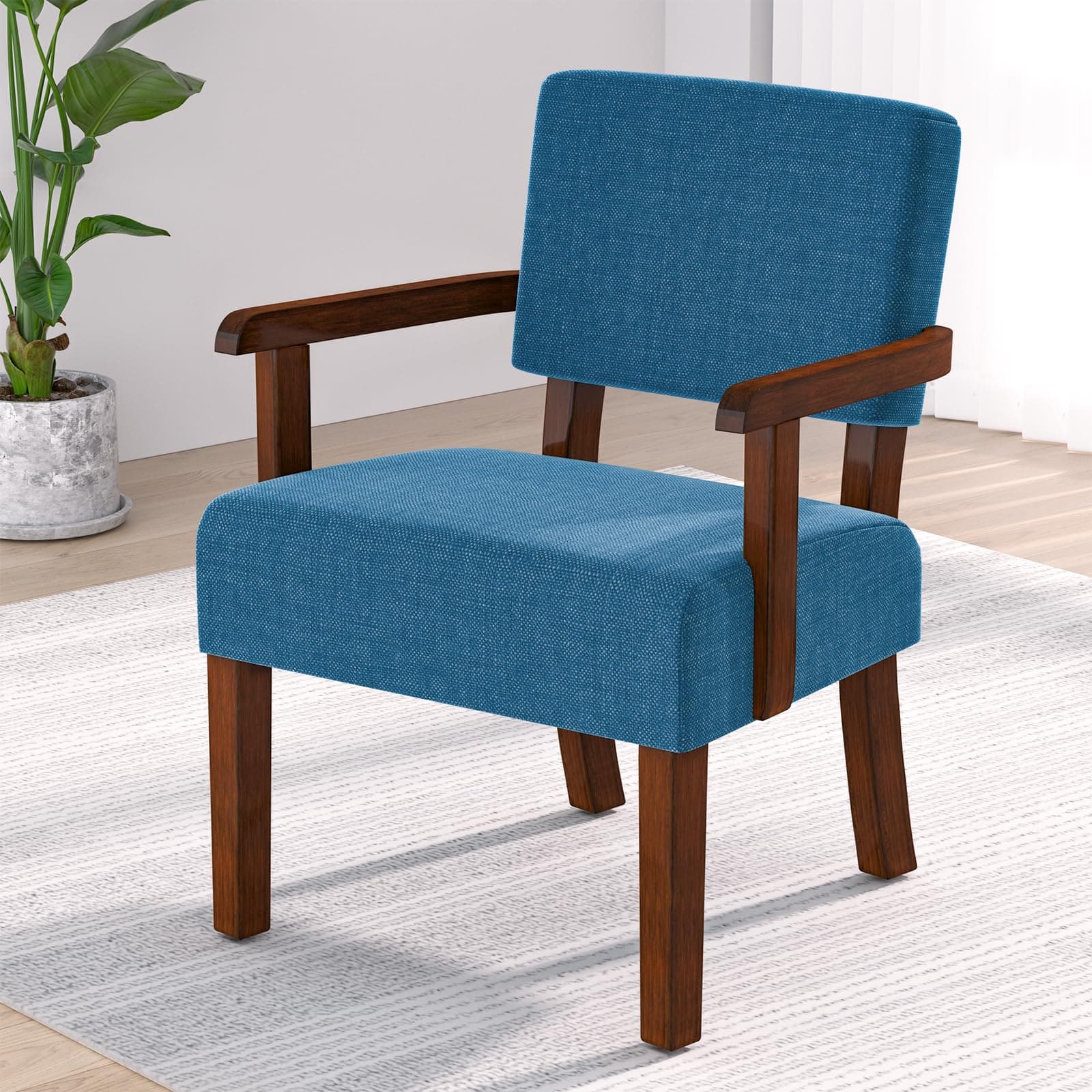 Accent Chair with Solid Wood Frame,Arm Chairs with Soft Seat and Armrests,Upholstered Reading Leisure Chair for Living Room,Bedroom,Office,Waiting Room