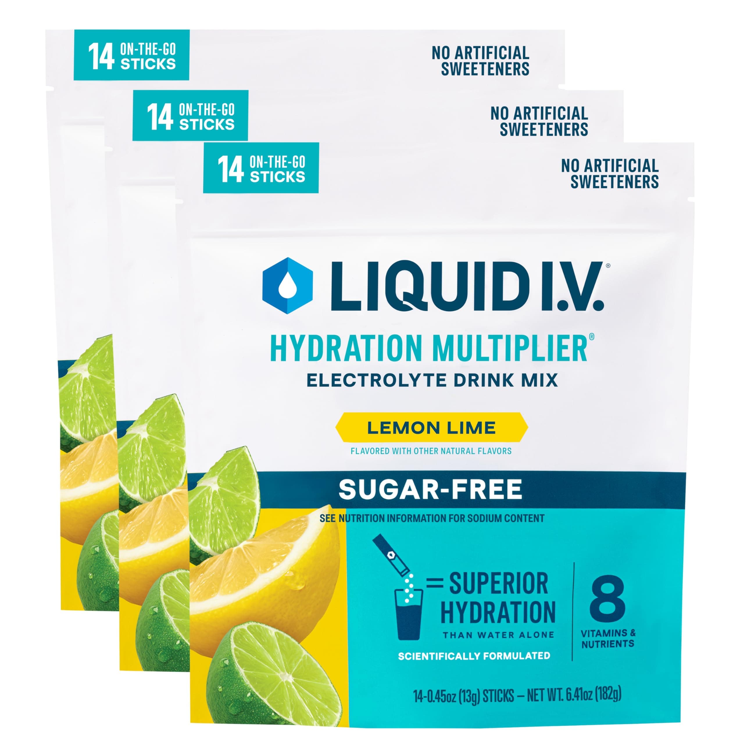 Hydration Multiplier Sugar Free – Lemon Lime | Electrolyte Powder Drink Mix | 3 Pack (42 Servings)