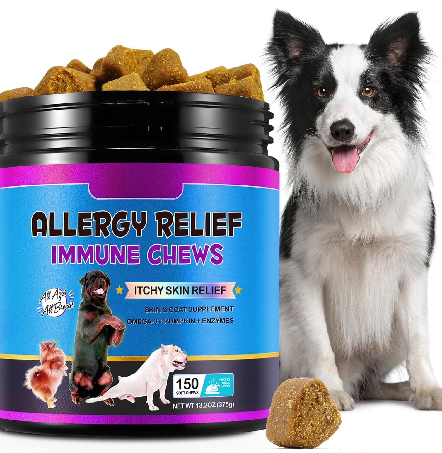 Dog Allergy Relief, Dog Itchy Skin Relief Treats with Fish Oil, Omega 3, Itch Relief Chews for Dogs Seasonal Allergy, Anti Itch for Dogs Allergy Support Supplement (150PCS)