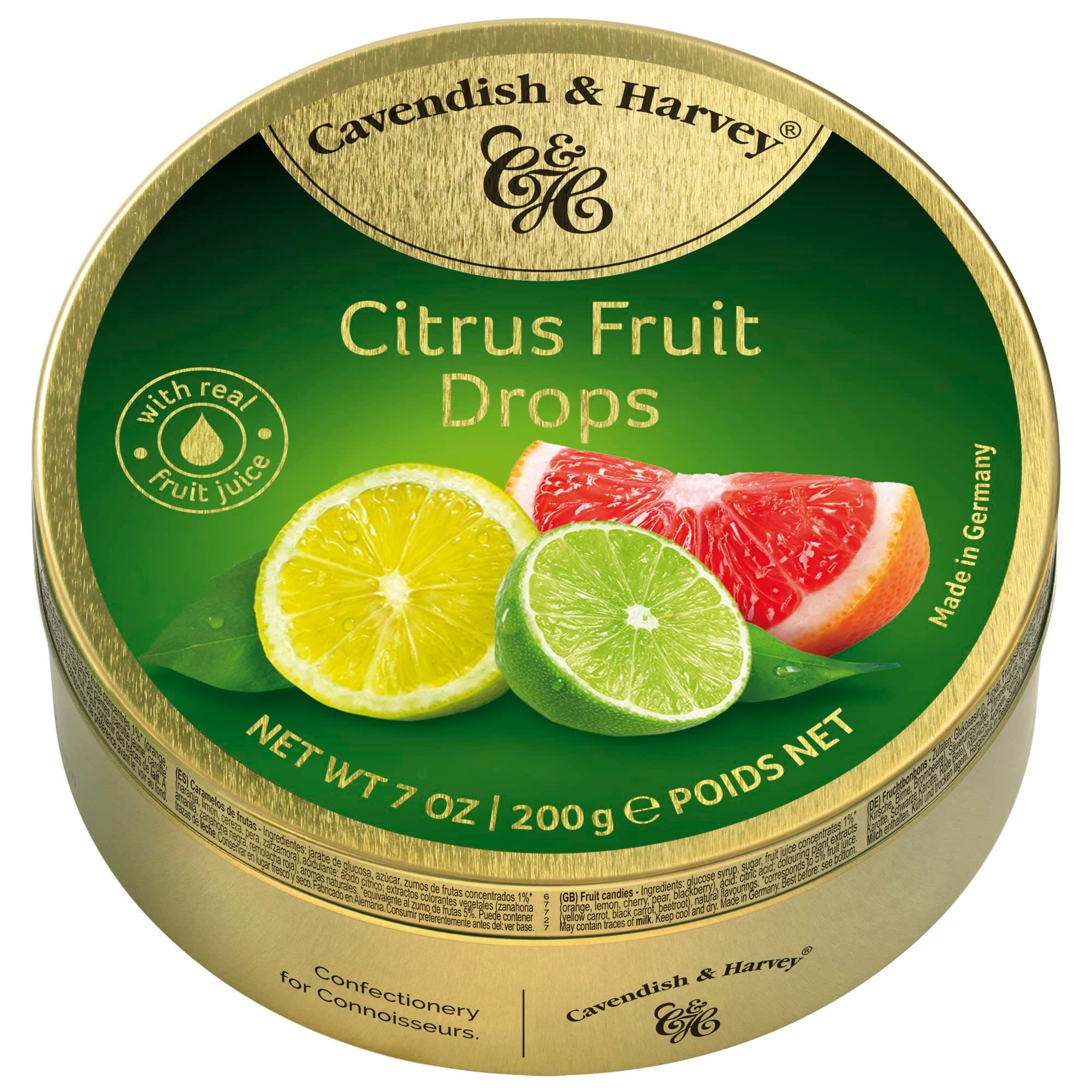 Citrus Fruit Candy Drops | 7 Ounce Tin