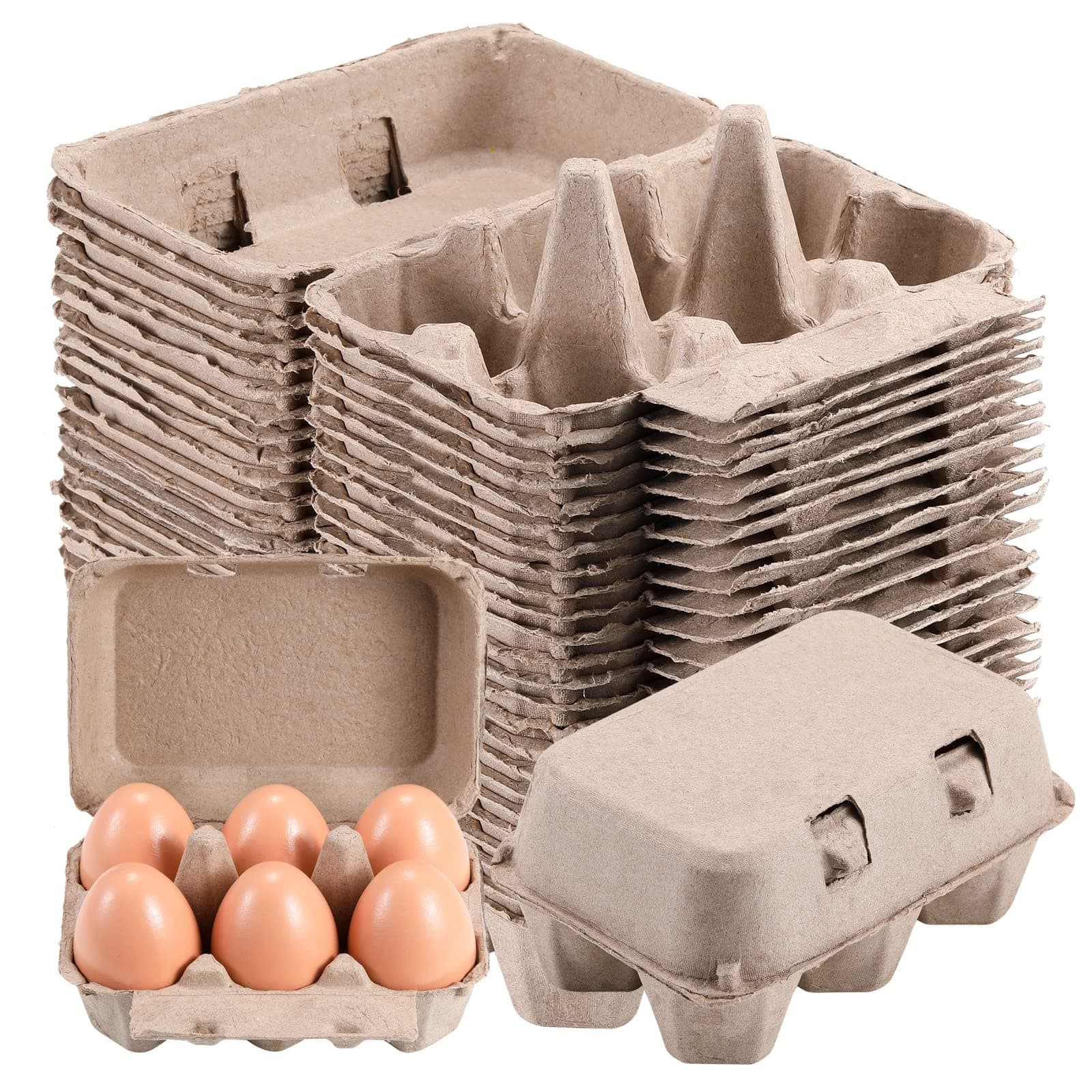 Half Dozen Vintage Egg Cartons 25 Pack, Blank Natural Pulp 6 Count Carton for Chicken Eggs Reusable, Storage Tray Strong for Holds Up to Six 6 Egg Cardboard Paper Holder Container for Refrigerator