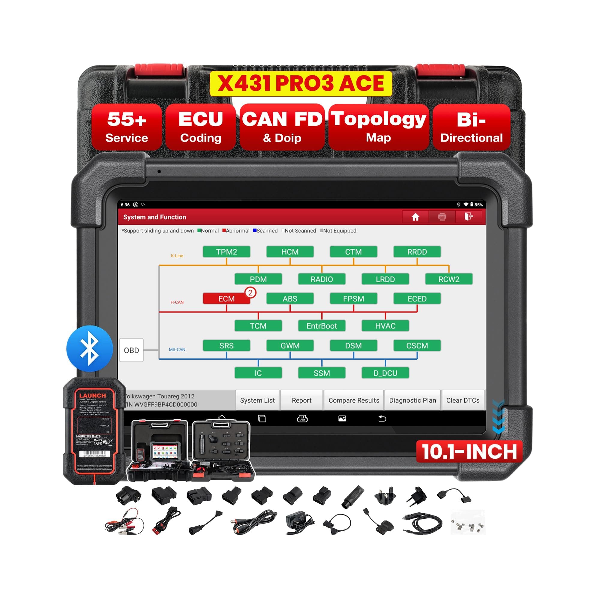 LAUNCH X431 PRO3 ACE Diagnostic Tool with Bluetooth DBS car VII, Topology Map...