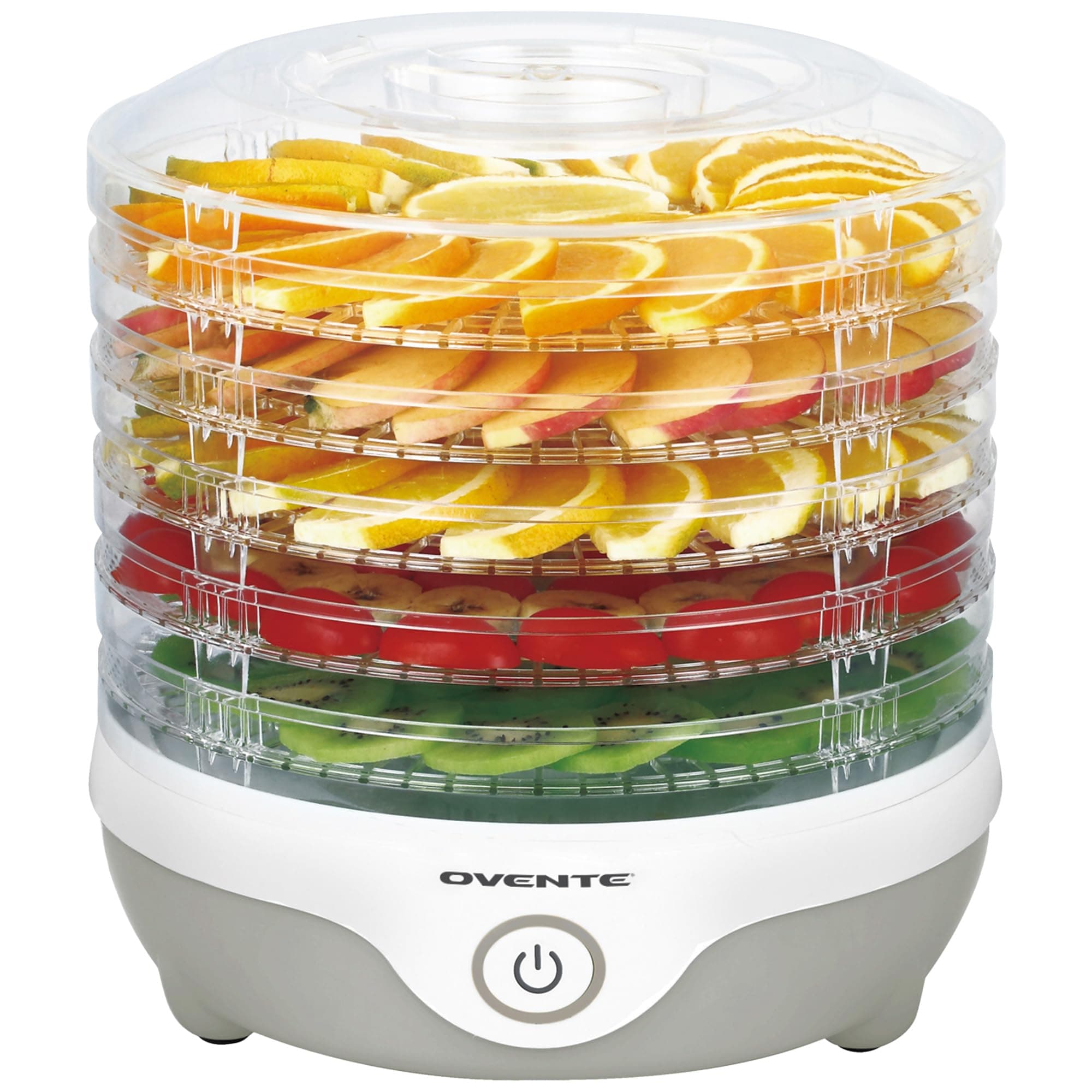 Food Dehydrator Machine with 5 Stackable Clear Trays and Drying Space, 240W Electric Food Preserver and Dryer for Snacks, Beef Jerky, Fruits, Veggies, Yogurt and Herbs, Grey DF215GY