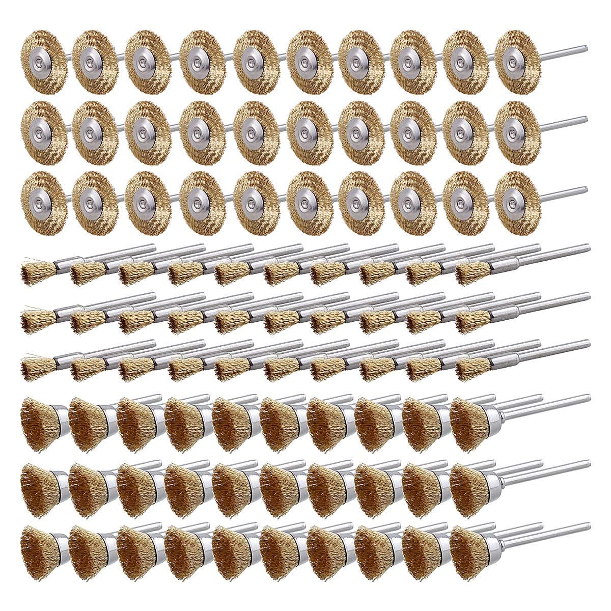 Rocaris 90 Pcs Wire Brushes Set, Brass Wire Wheels Pen Brushes Set Kit Accessories for Rotary Tool