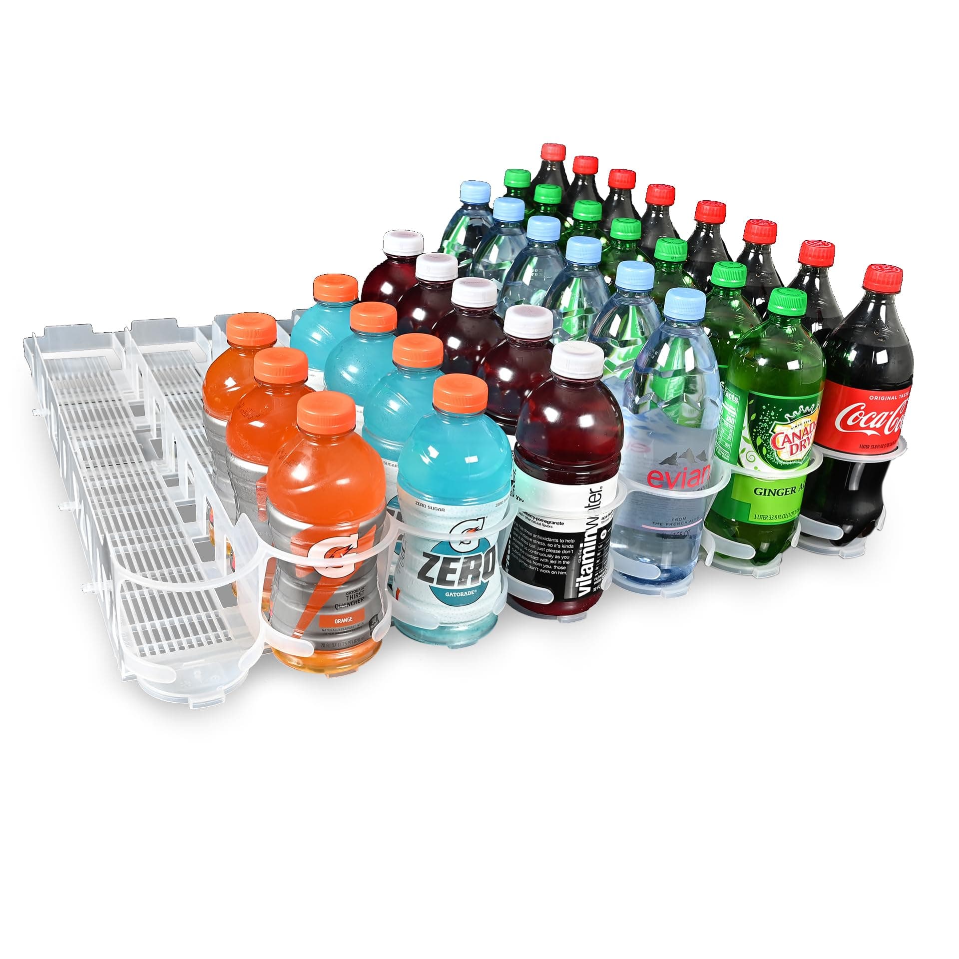 Display Technologies Visi-Slide Drink Organizer - 7-Wide Gravity-Fed Shelf Cabinet and Refrigerator Organizers and Storage for Cans, Bottles and More (Pack of 6)
