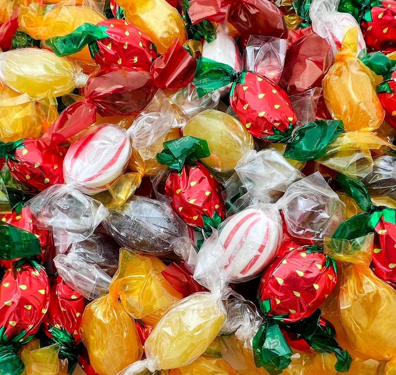 Old Fashioned Hard Candy Assortment - 2 Pound Bag - Hard Candy Individually Wrapped - Peppermint, Strawberry, Cinnamon, Butterscotch, and Fruit Flavors