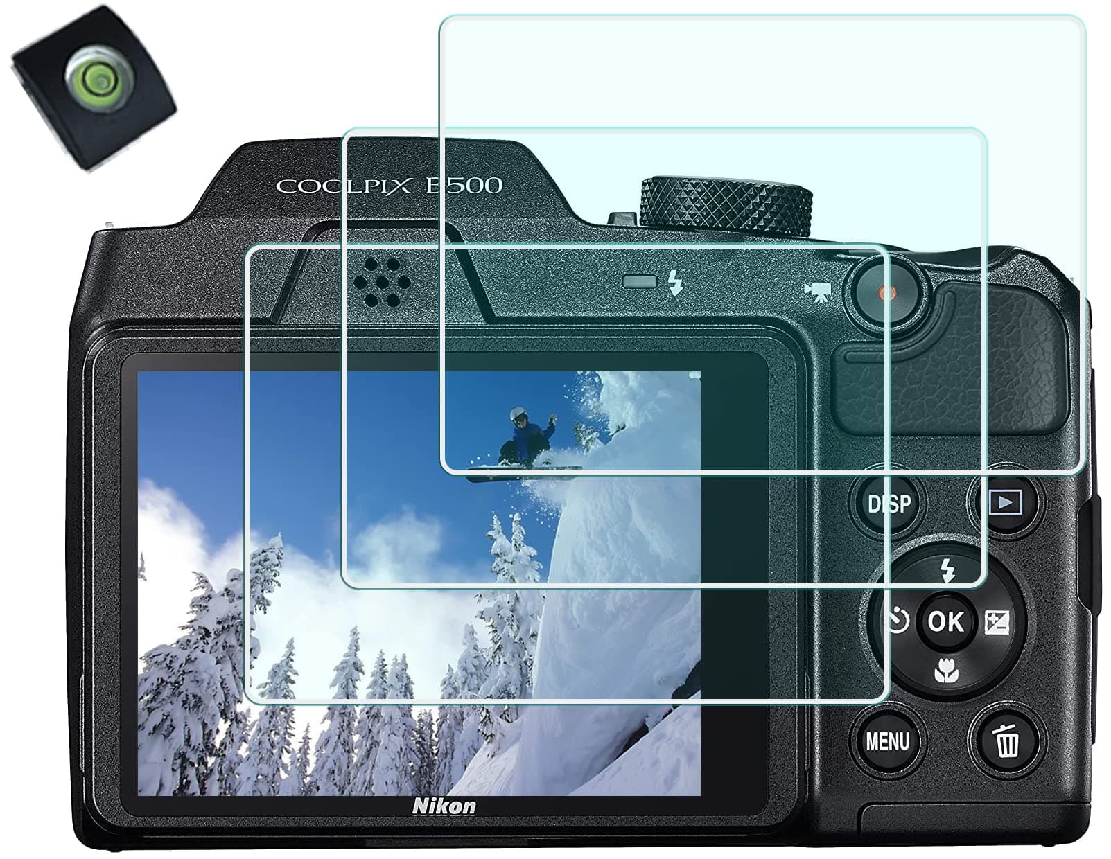 Screen Protector for Nikon Coolpix B500 Camera (for Accessories), 0.3mm High Definition 9H Hardness Optical LCD Premium Glass Protective Cover [3+1 Pack]