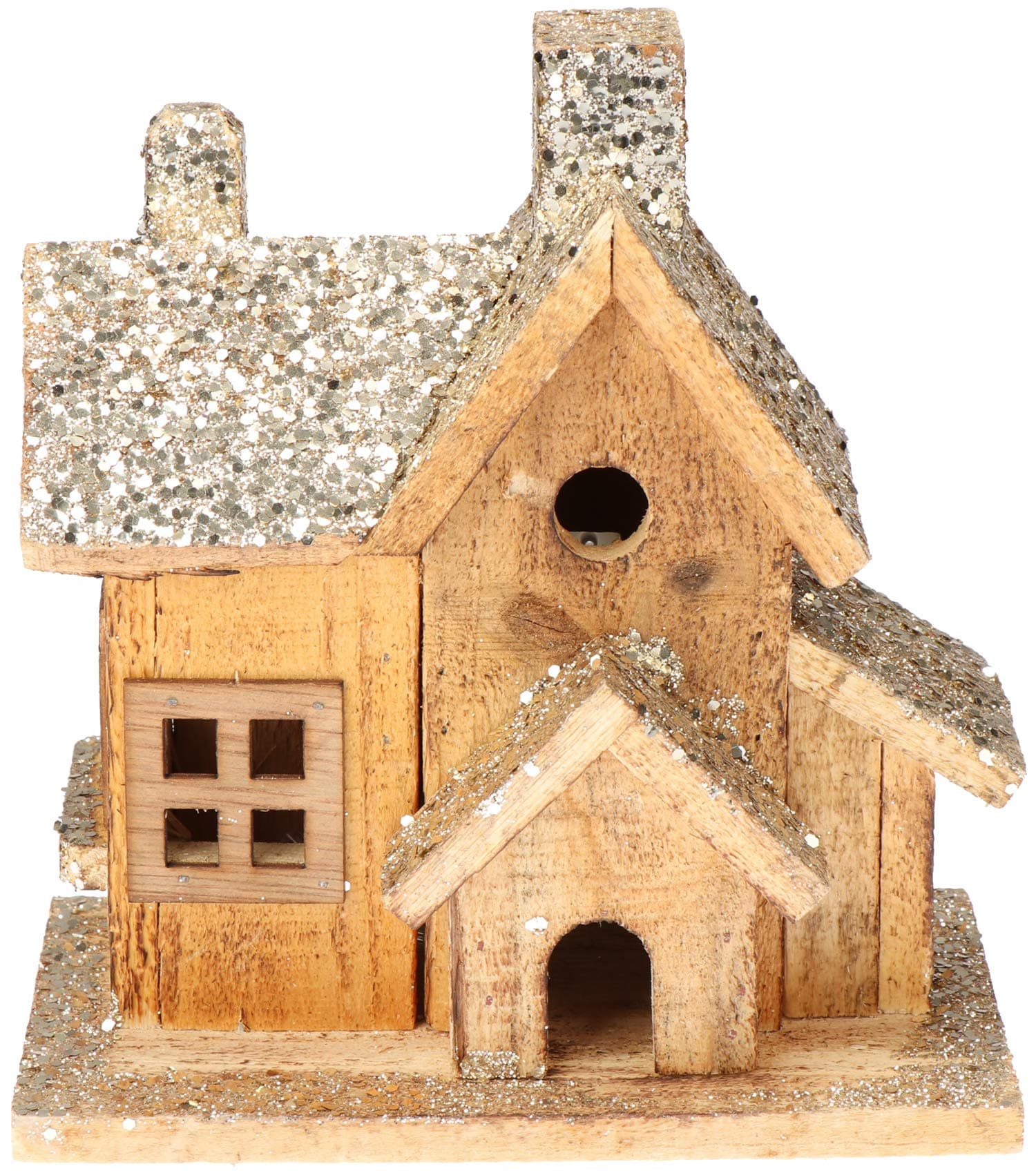 com-four® Christmas decoration to put down with LED light - wooden decoration lighted house - table decoration (01 piece - house)