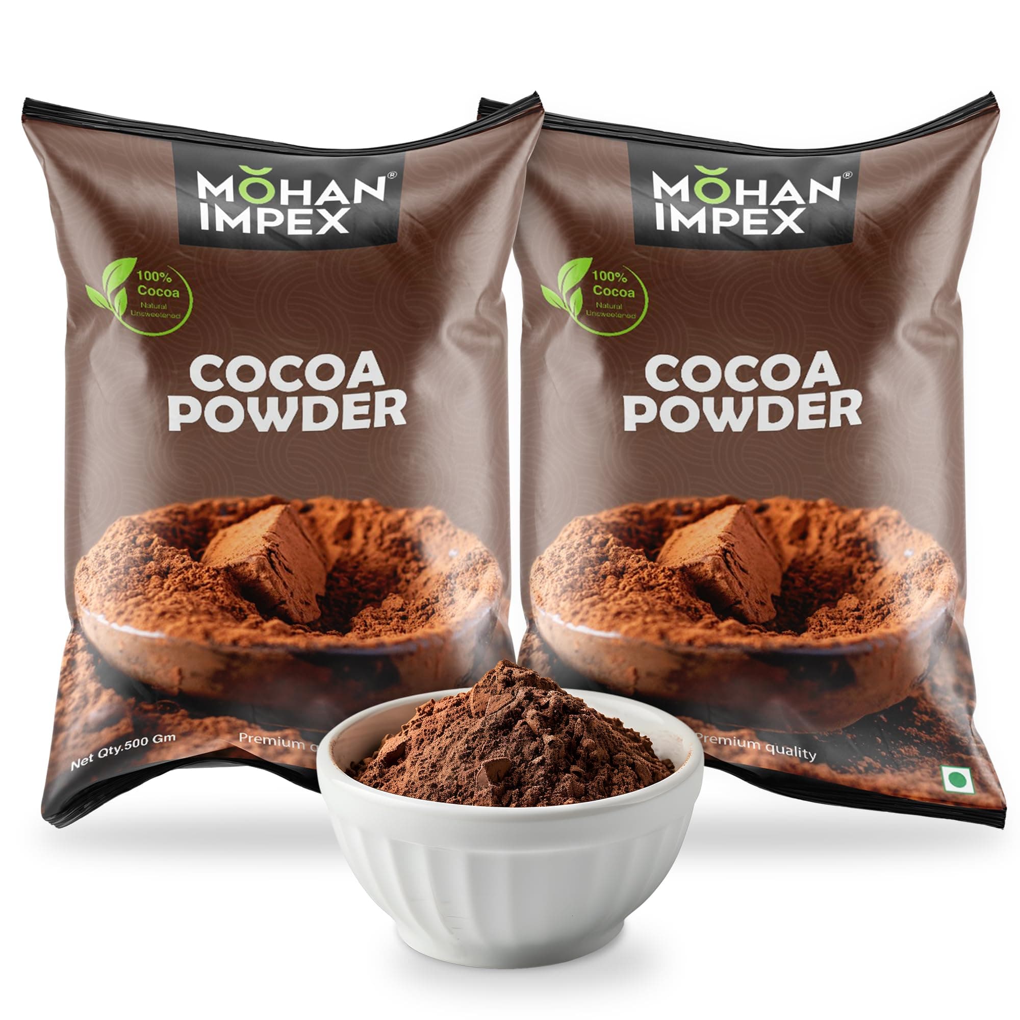 Mohan Impex 500 g Cocoa Powder For Drinking and Baking (pack of 2) |2 x 500gm| [HoReCa Pack]
