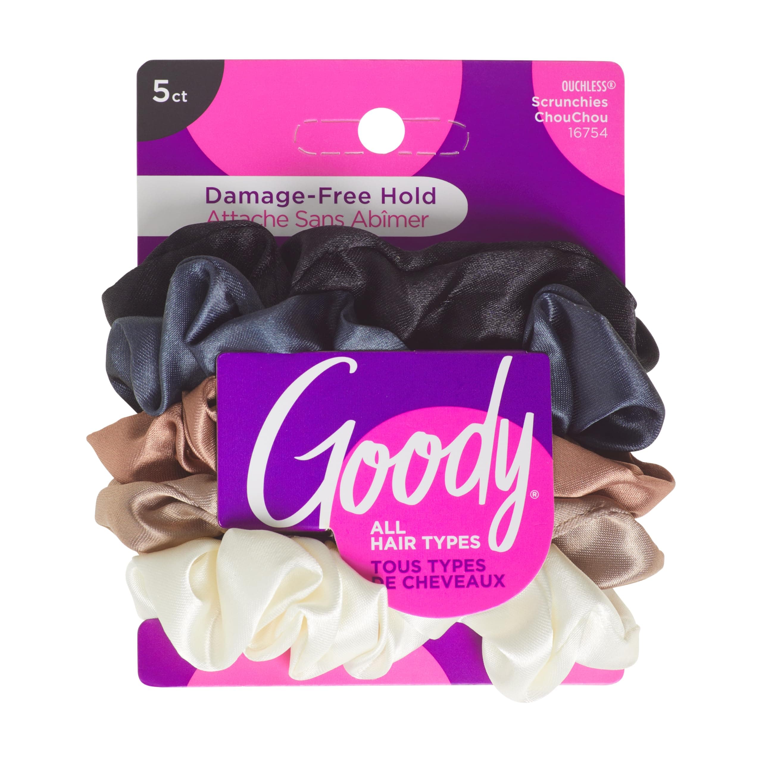 Goody Ouchless Satin Scrunchies 5CT # 3001677