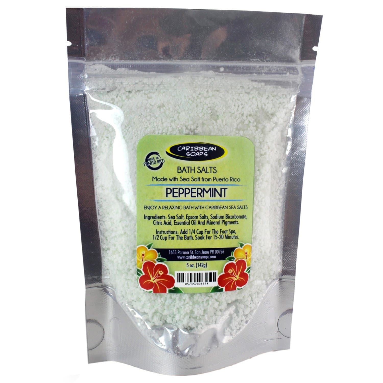 Caribbean Soaps - Bath Salts - Peppermint - 5 oz