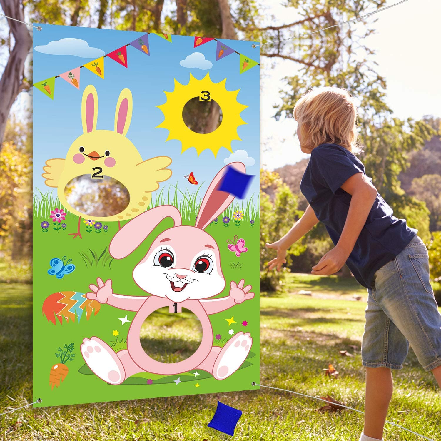 BluluEaster Toss Games with 3 Bean Bag, Fun Easter Game for Children and Adults in Easter Party Activities, Great Easter Decorations and Suppliers
