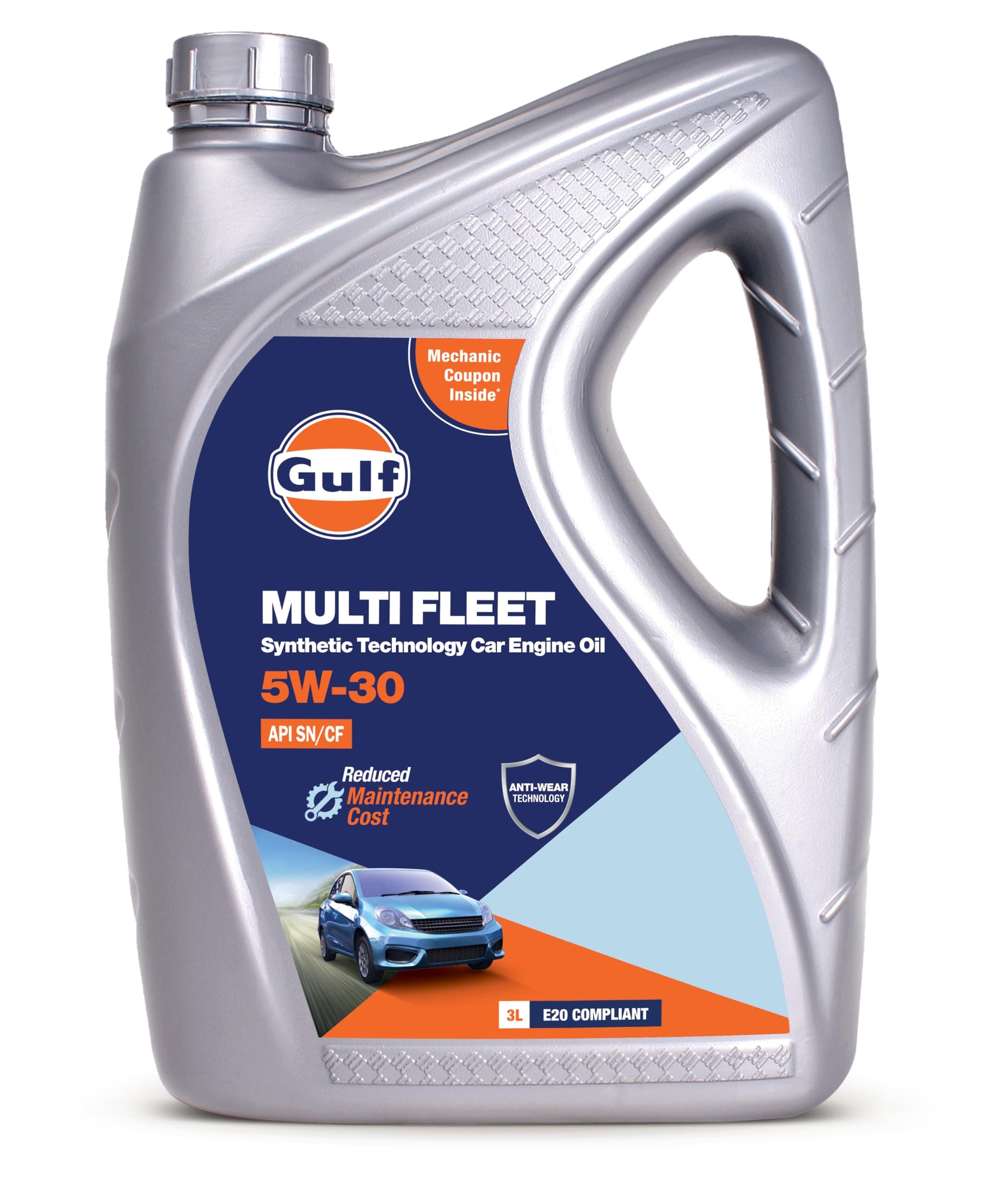 - Gulf MULTI FLEET 5W30 API SN/CF | Reduced Maintenance Cost | Petrol, Diesel, CNG, LPG Cars | 4 Wheeler Synthetic Blend Engine Oil [3 L]