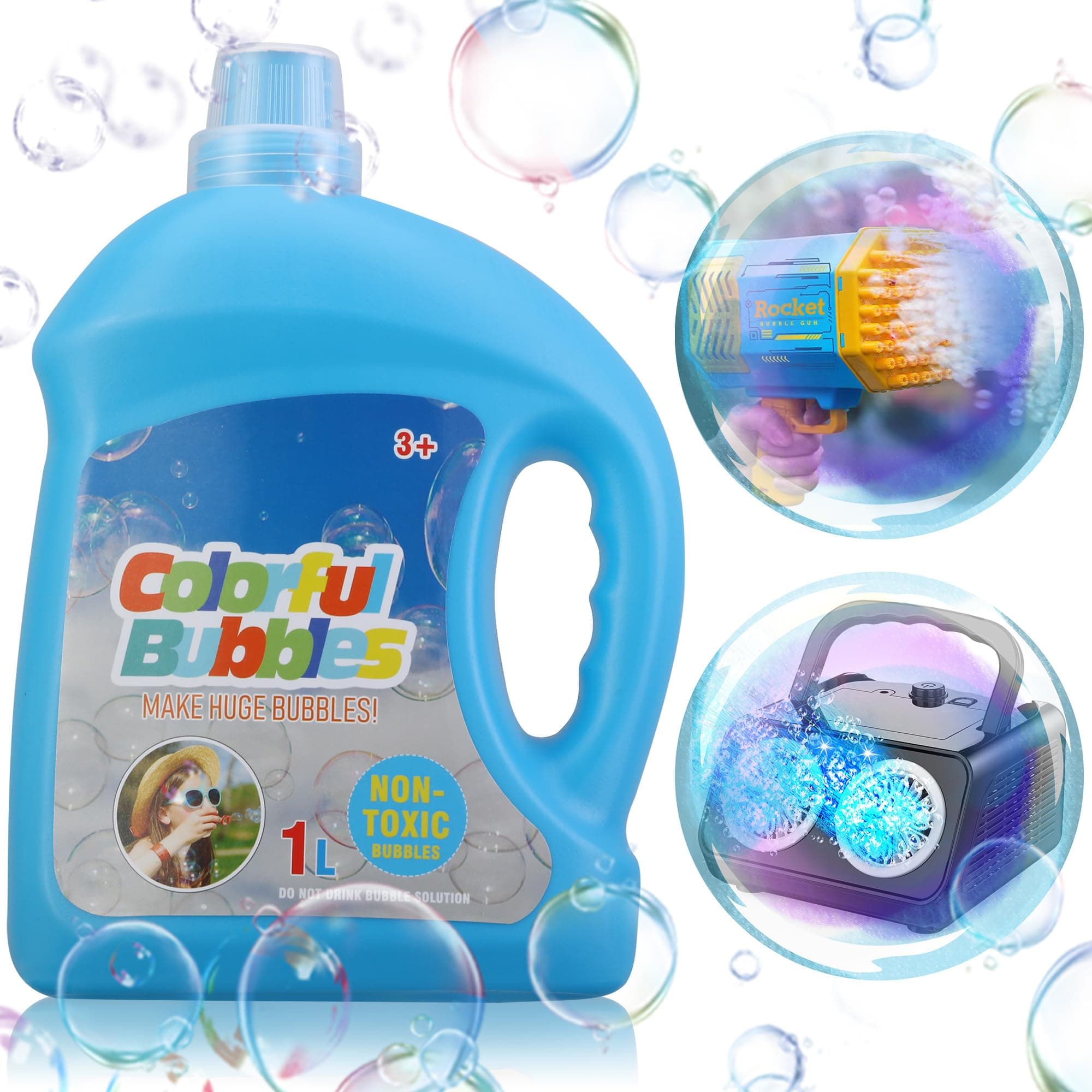SHCKE Concentrated Bubble Solution,1 L/ 33.8 OZ Bubble Refill for Bubble Machines, Giant Wands, Bubble Guns,and Bubble Blowers