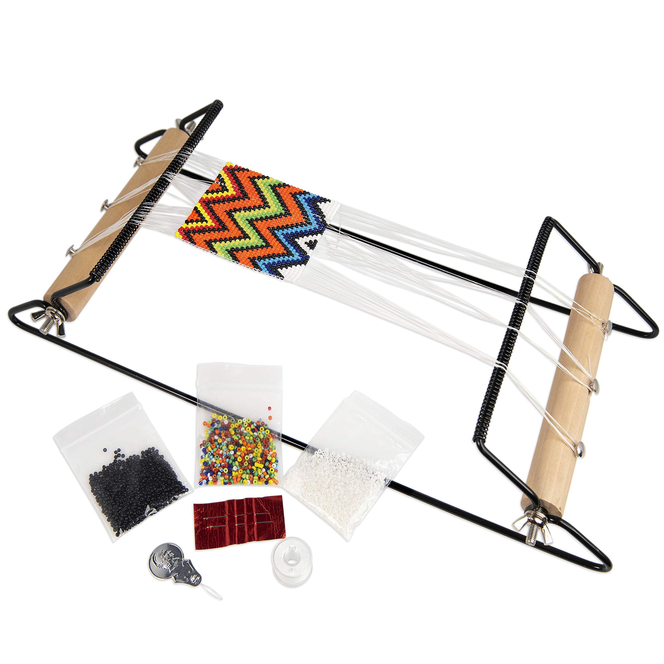 The Beadsmith Extra Wide Metal Bead Loom Kit, Includes Extra Wide Loom (37cm x 15cm x 22cm), Thread, Needles, and 36 Grammes Glass Beads for Bracelets, Necklaces, Belts, and More