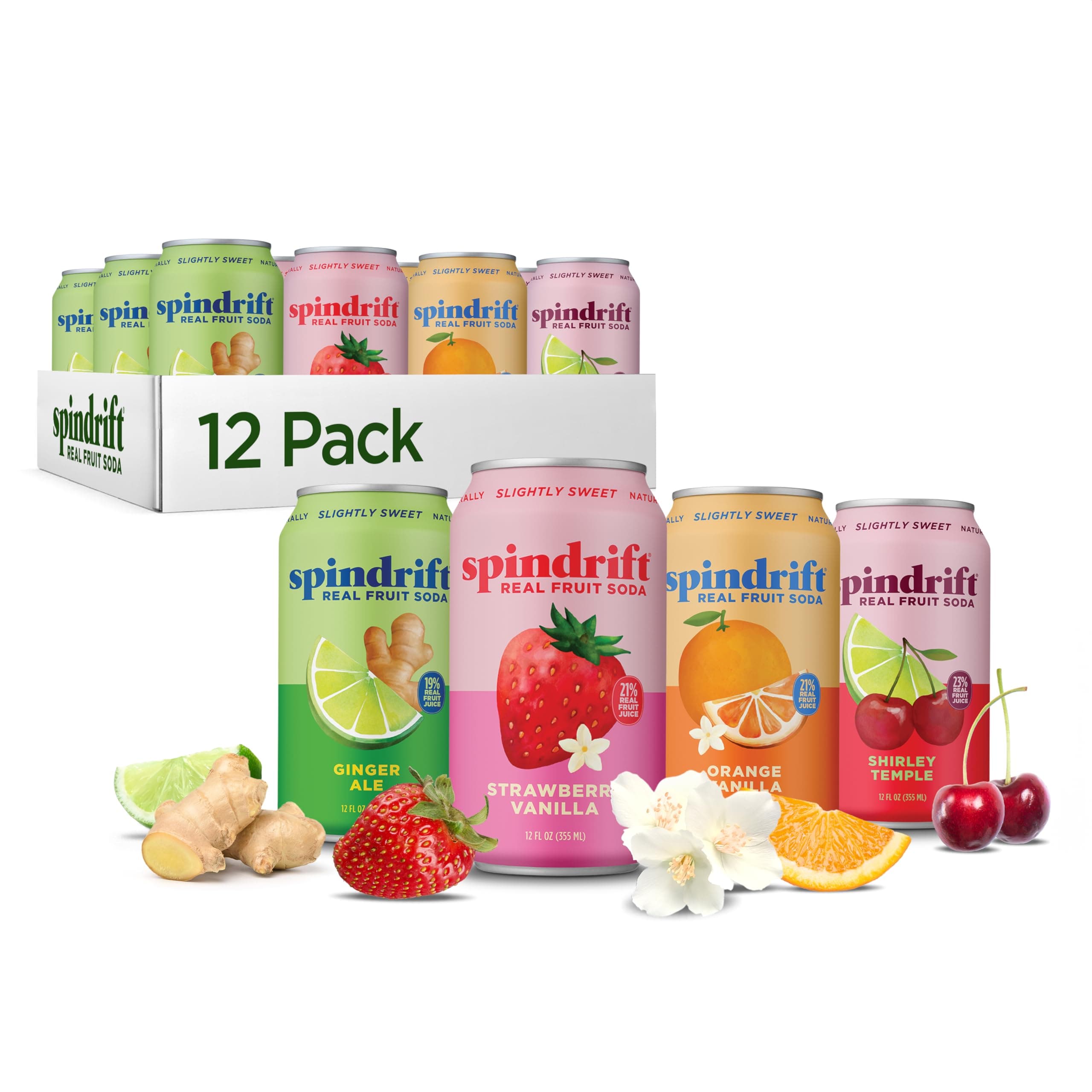 Spindrift Soda Variety Pack with Real Squeezed Fruit 12 Pack Case