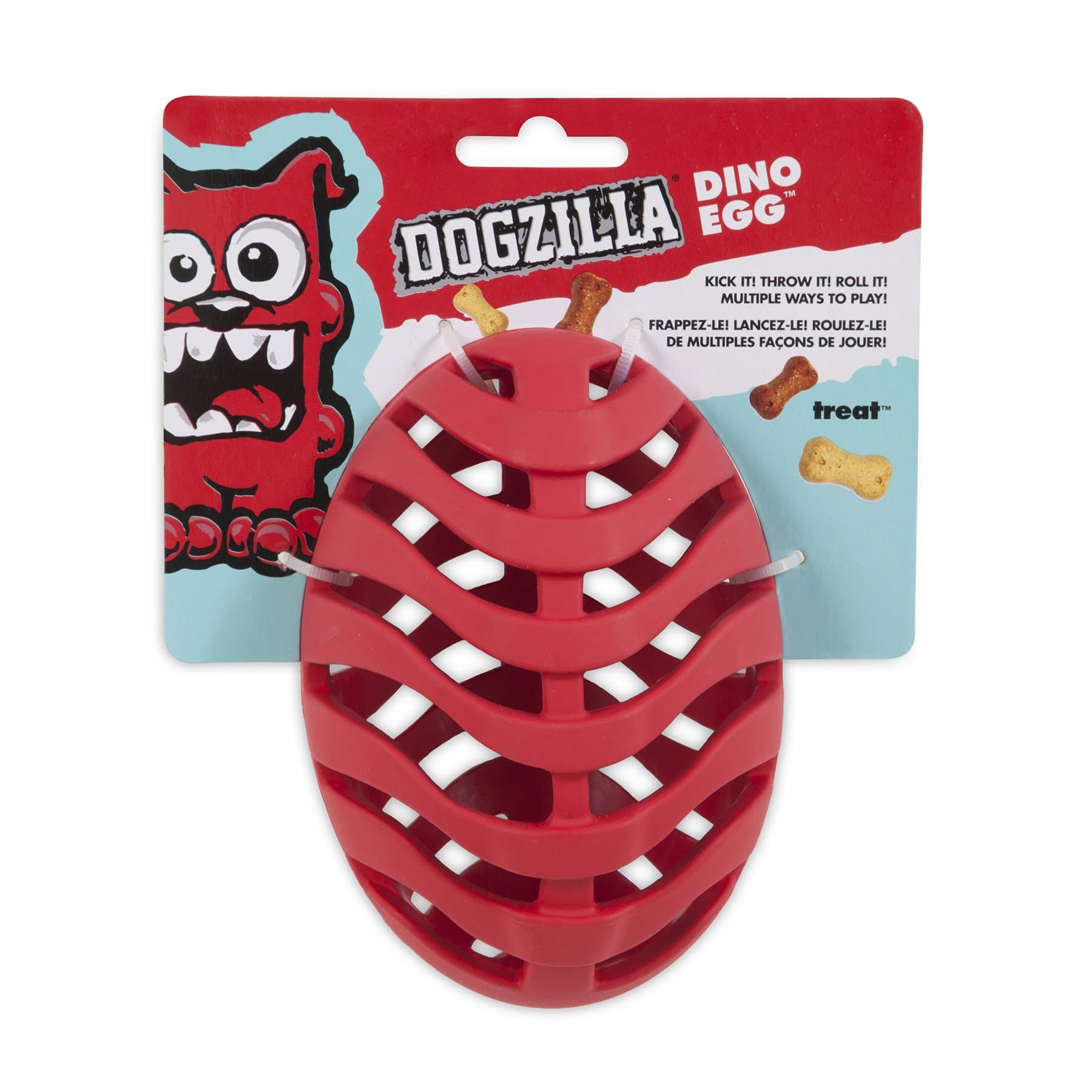 Petmate Dogzilla Dino Egg Toy, Red