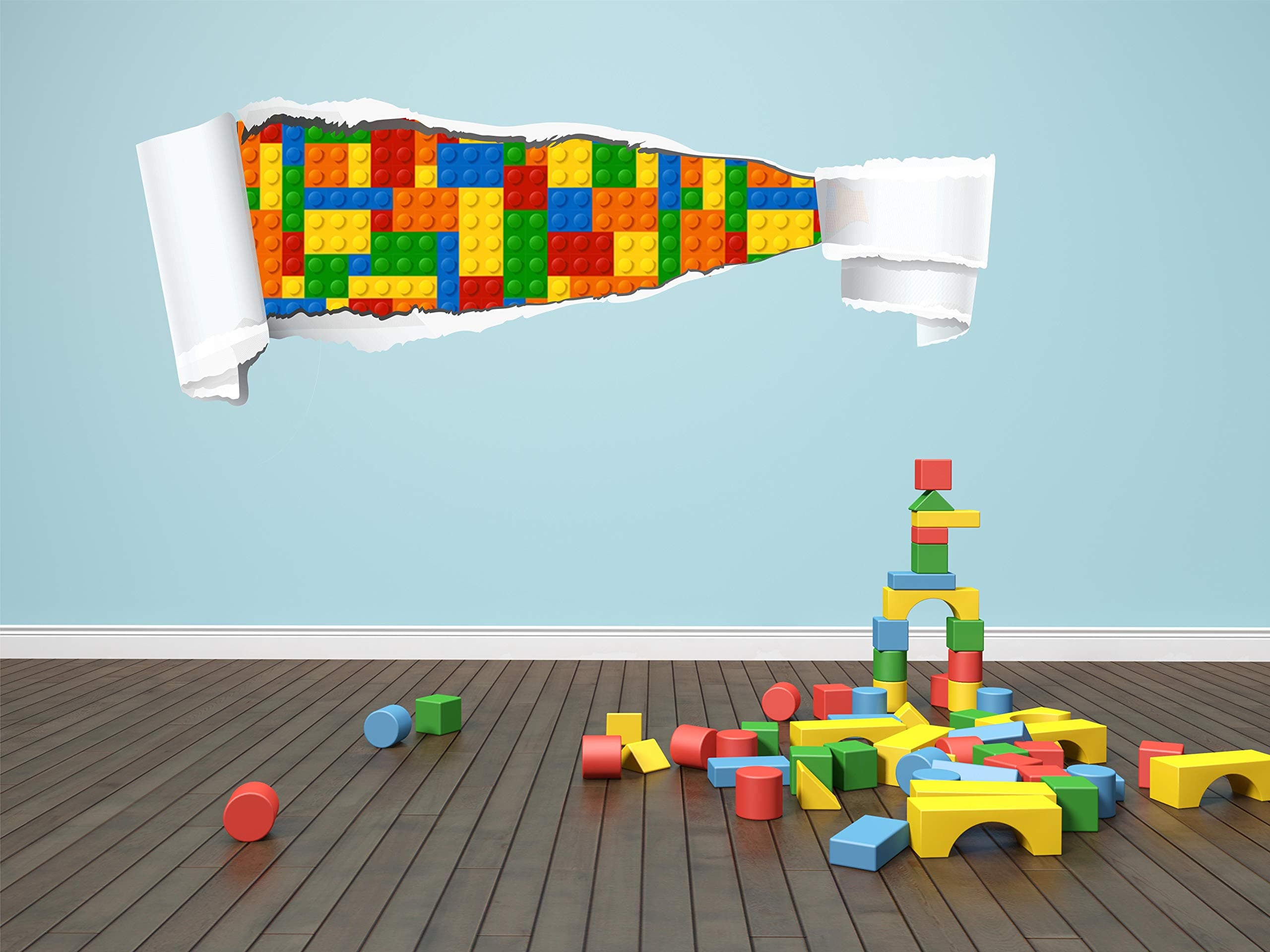 07-01 Lego Bricks Style Peeled Effect Wall Graphic Decal Home Decor Art Mural (15 in)