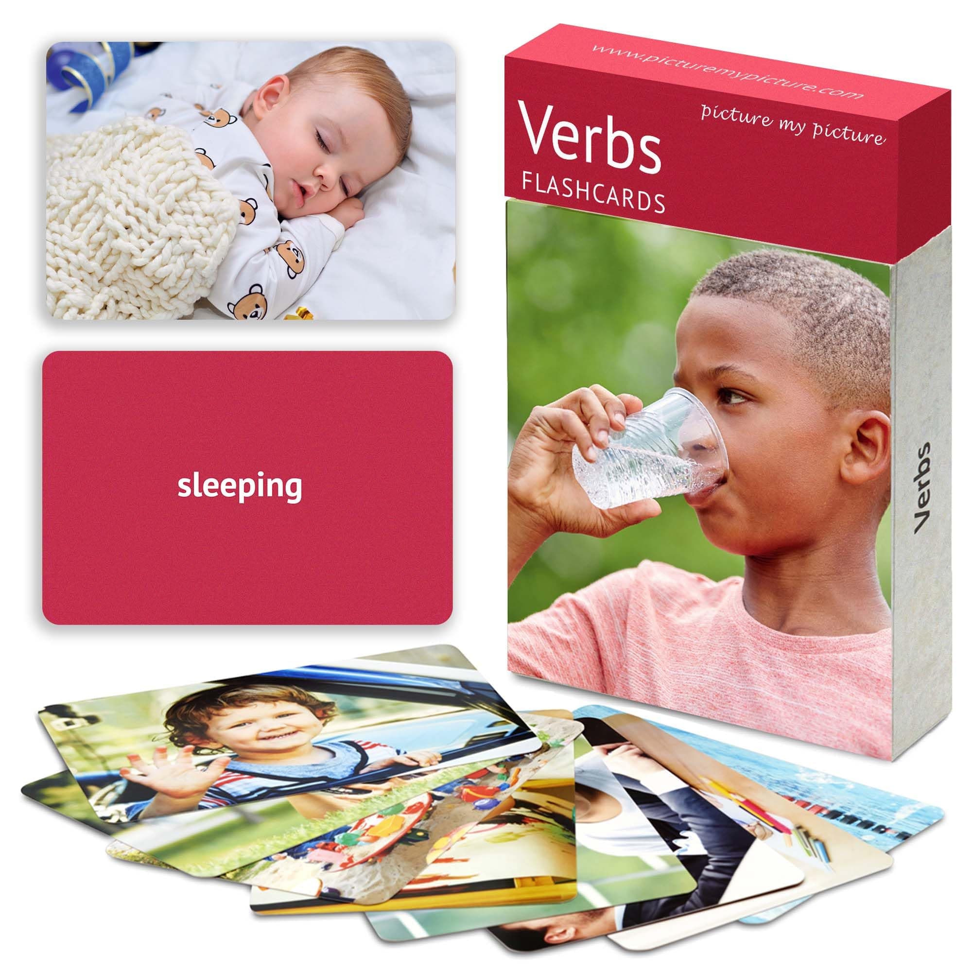 Picture My Picture Verbs Volume 1 Flash Card Set – Speech Therapy Tool for Vocabulary, Communication & Thinking, Scratch-Resistant with Activity Guide, Suitable for Education, ESL & ABA – Set of 40
