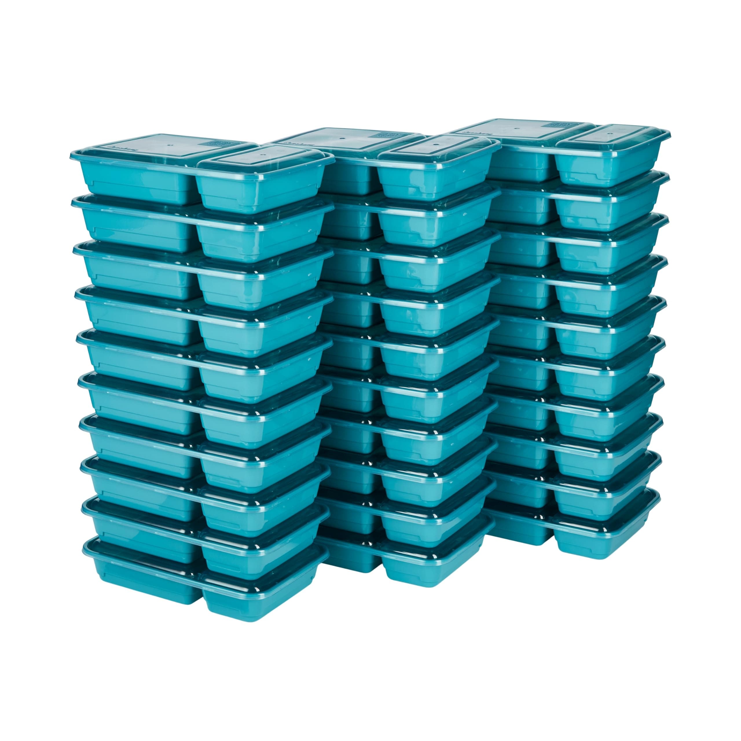GoodCook Meal Prep Rectangle Two Compartment 30 units, Teal, BPA Free