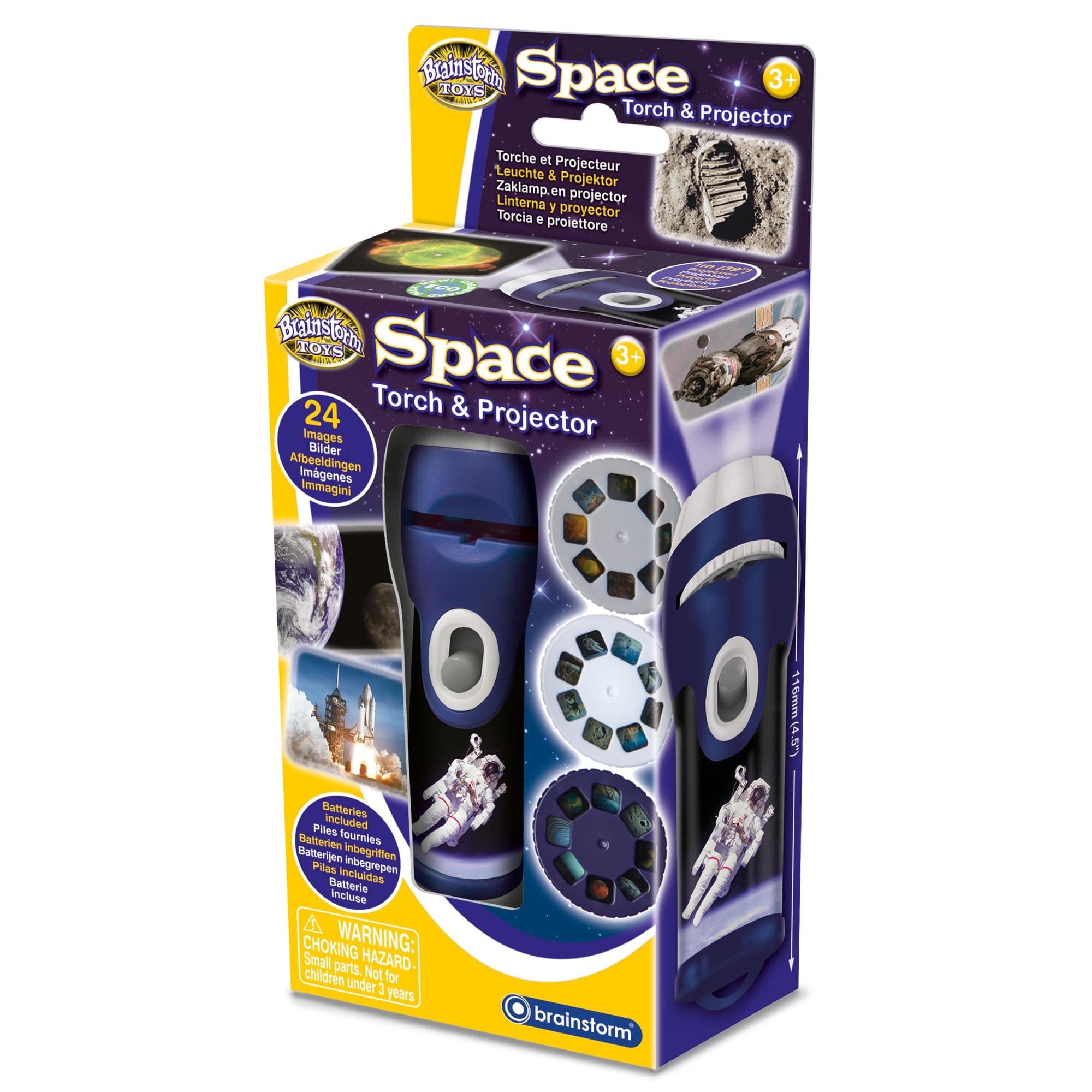 Space Torch and Projector, Creates Clear, Precise Images up to One Metre Wide, Fun Project Doubles as Handy Torch Flashlight, STEM, For Ages 3 and up