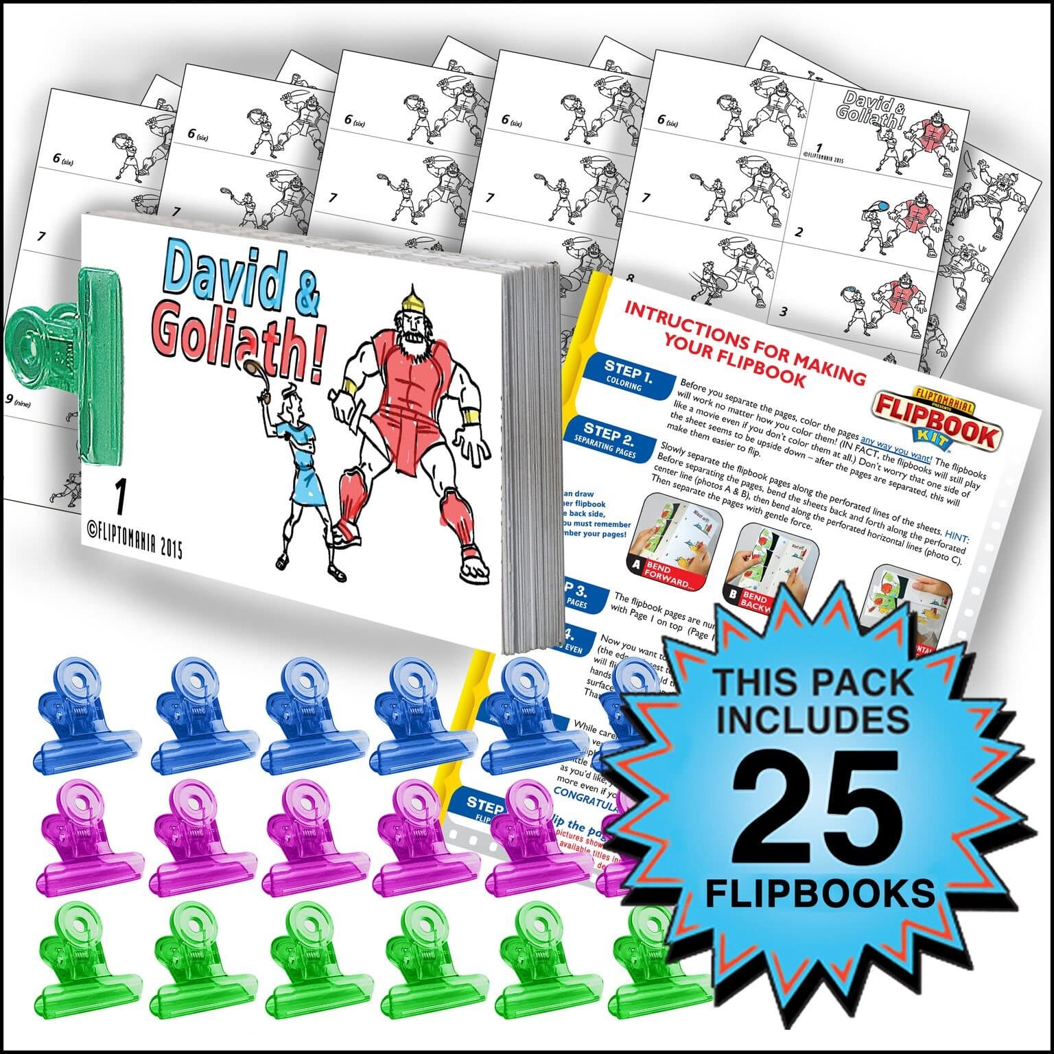 David & Goliath Flipbook Animation Activity Pack - 25 Sets DIY Flip Books