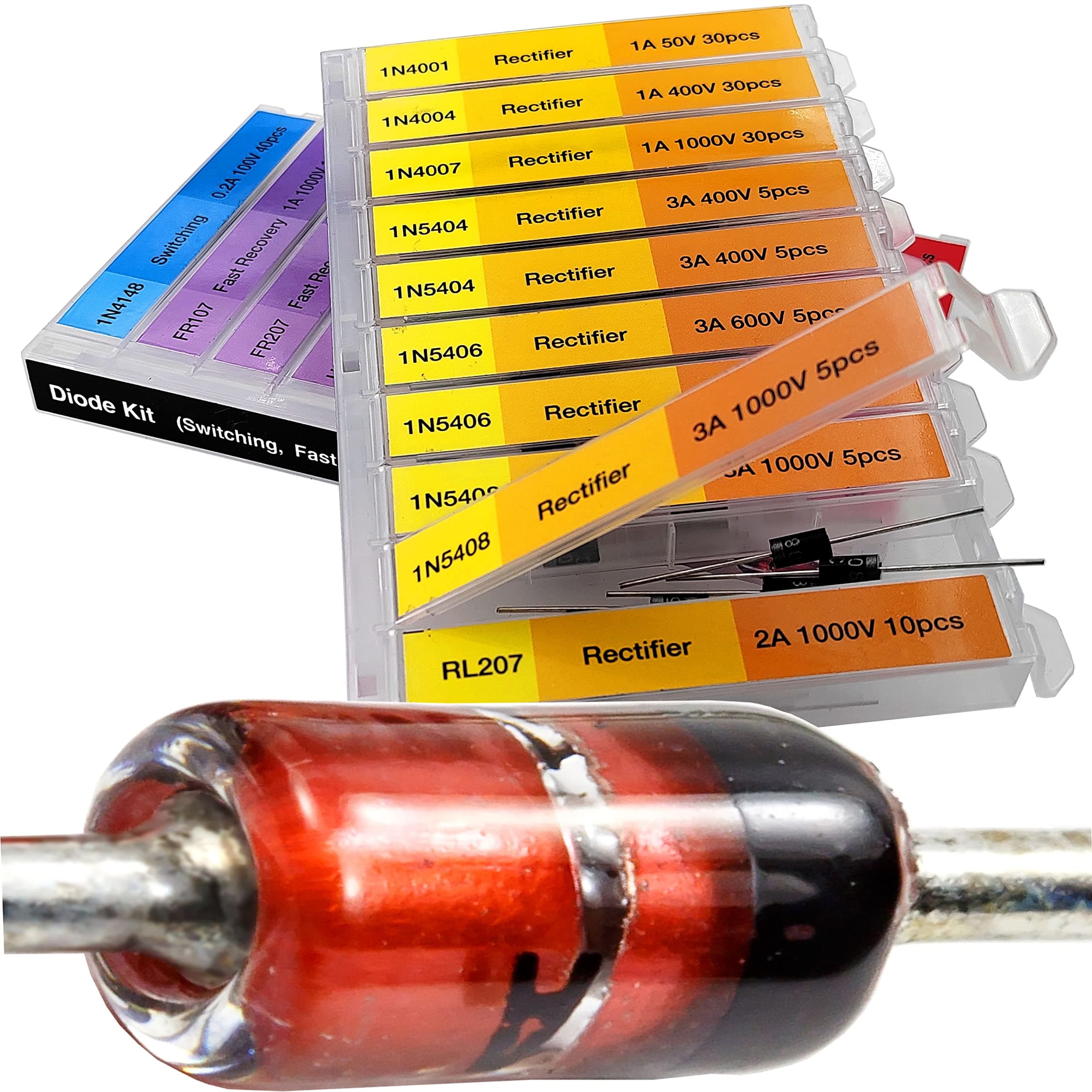 EEEEE16 Value 250 pcs Diode Assortment Kit Contains Rectifier Fast Recovery Schottky Switching Zener Diode Pack of Assorted diodes (16 Types 250 pcs)