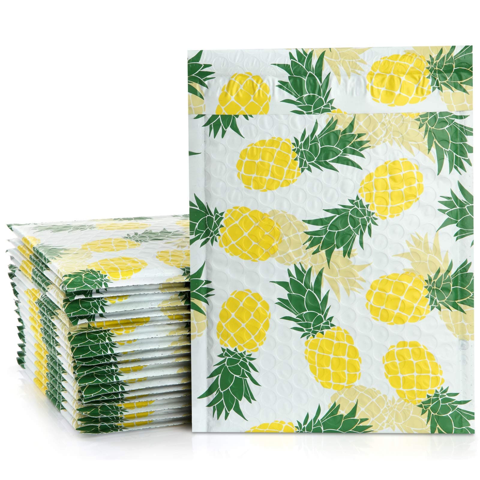 UCGOU Bubble Mailers 6x10 Inch Pineapple Designer 25 Pack Poly Padded Envelopes Small Business Mailing Packages Self Seal Adhesive Waterproof Boutique Shipping Bags for Jewelry (Internal Size 6x9)