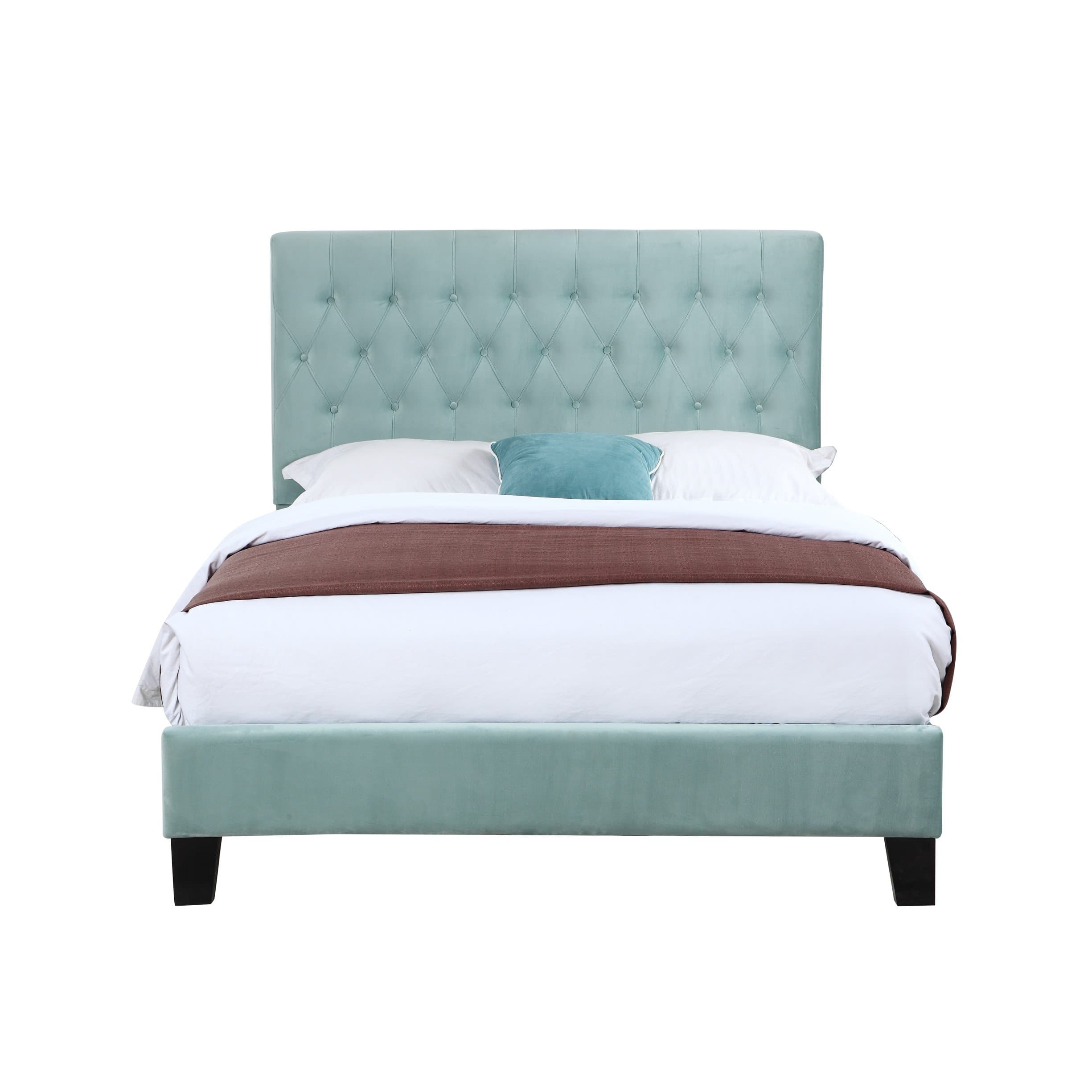 Upholstered Bed With Tufted, Padded Headboard, And Platform-Style Base