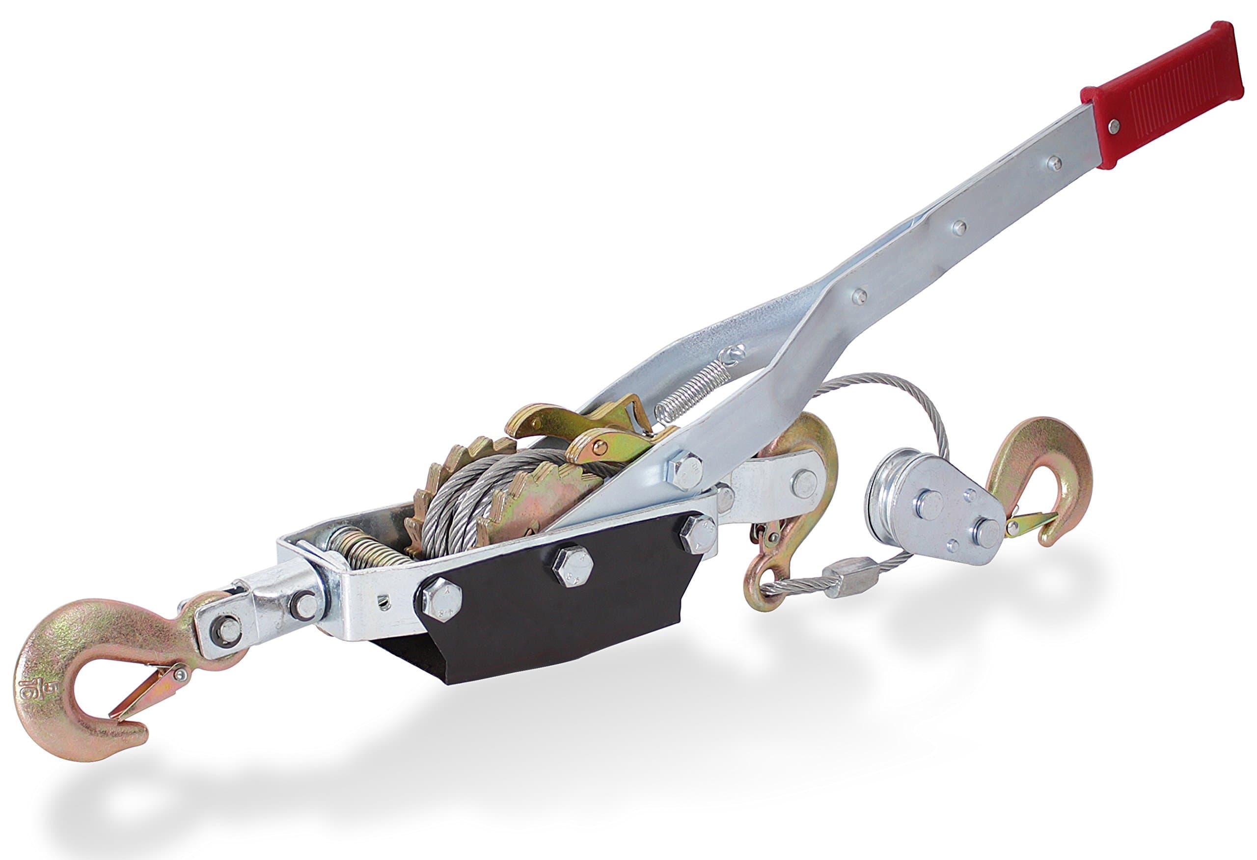 Come Along Winch Heavy Duty - 4 Ton Power Puller Hand Winch with Cable and Pulley - Come Along Tool - Power Cable Puller with Dual Gears Ratchet System for Easy Hand Pulling (3 Hooks)- Drixet