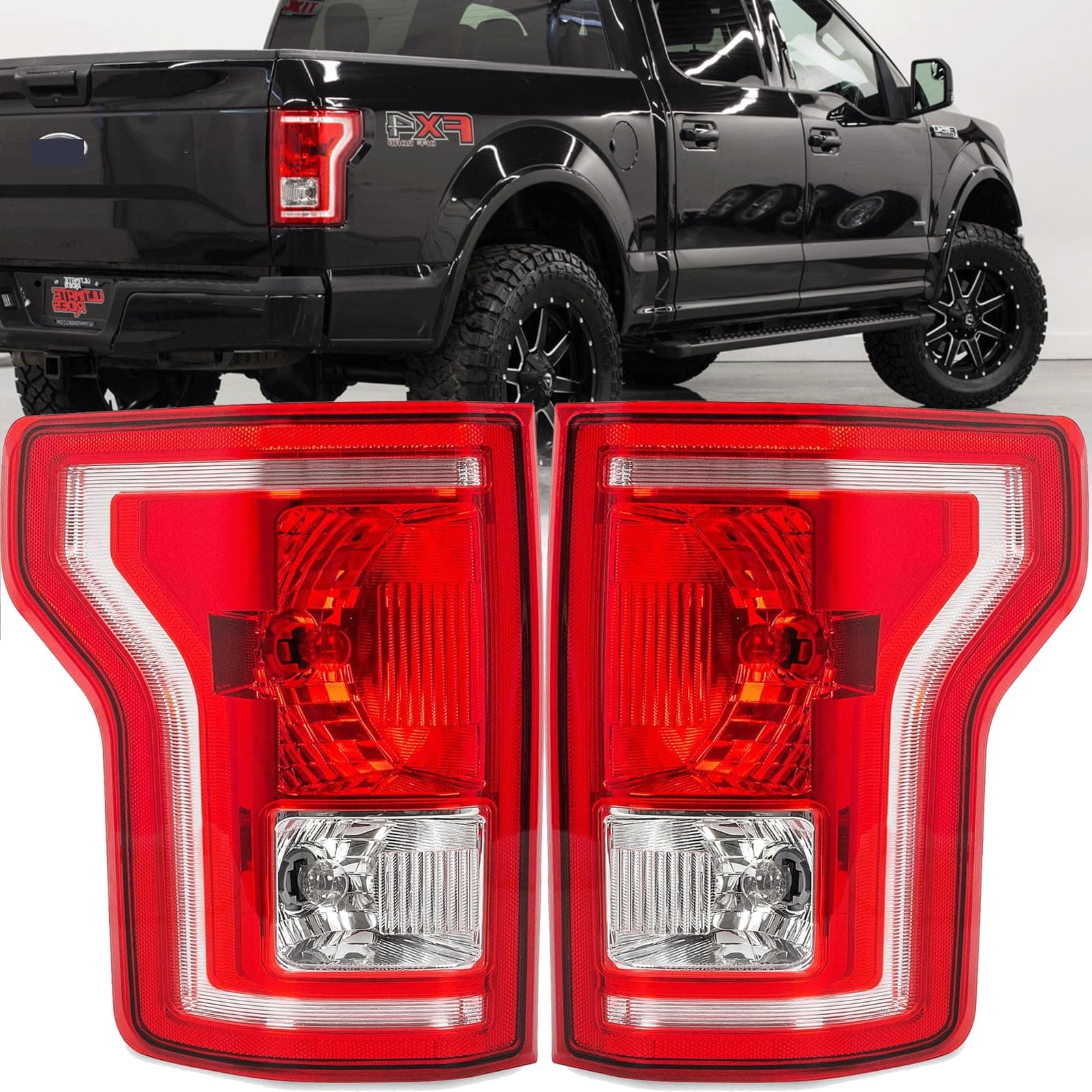 A pair Brake Tail Light Rear Lamp Compatible With 2015-2017 Ford F150 Without bulb, 2015 f150
