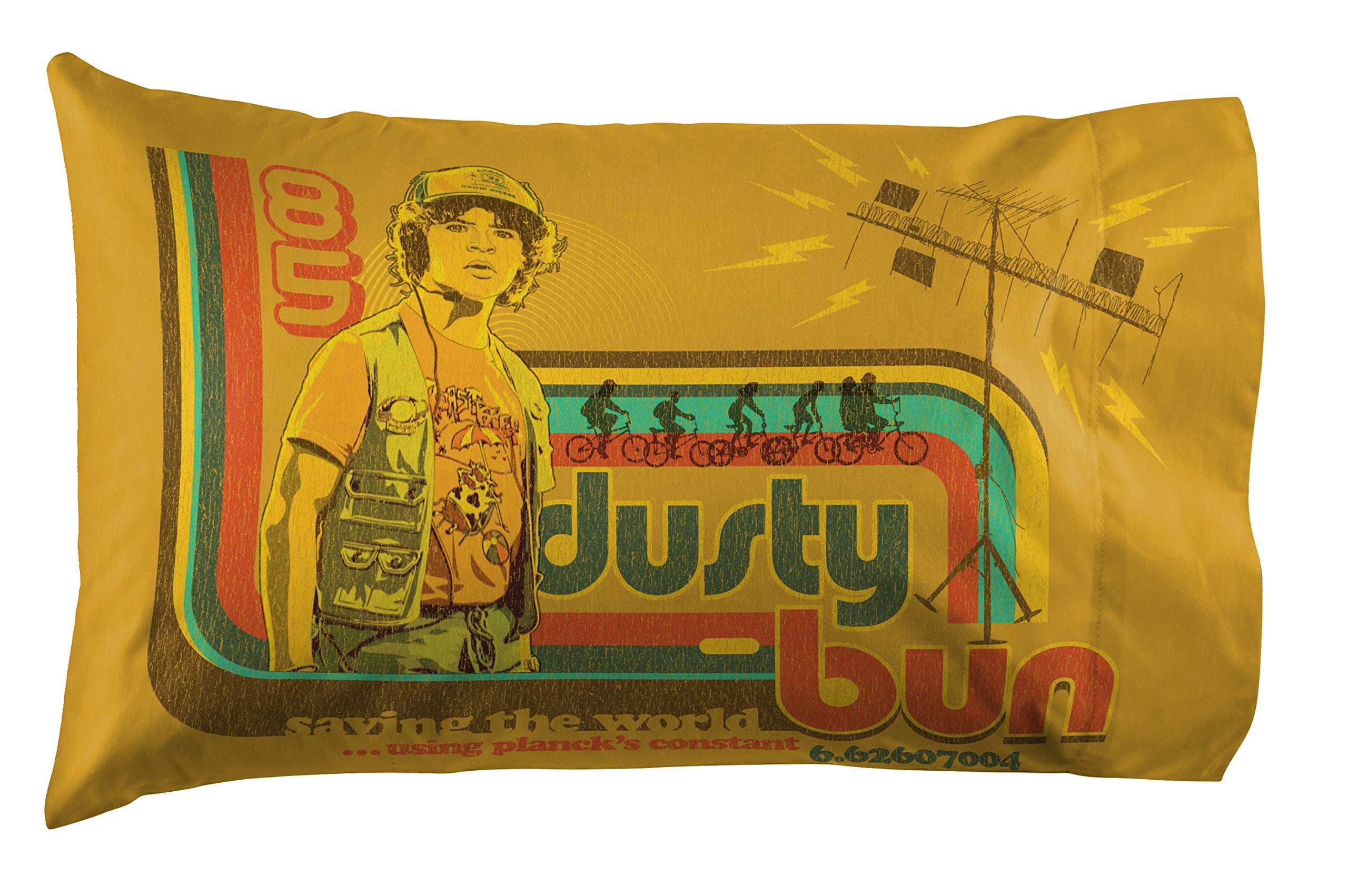 Jay Franco Stranger Things Camp Know Where 1 Pack Pillowcase - Double-Sided Kids Super Soft Bedding - Features Dustin (Official Netflix Product)