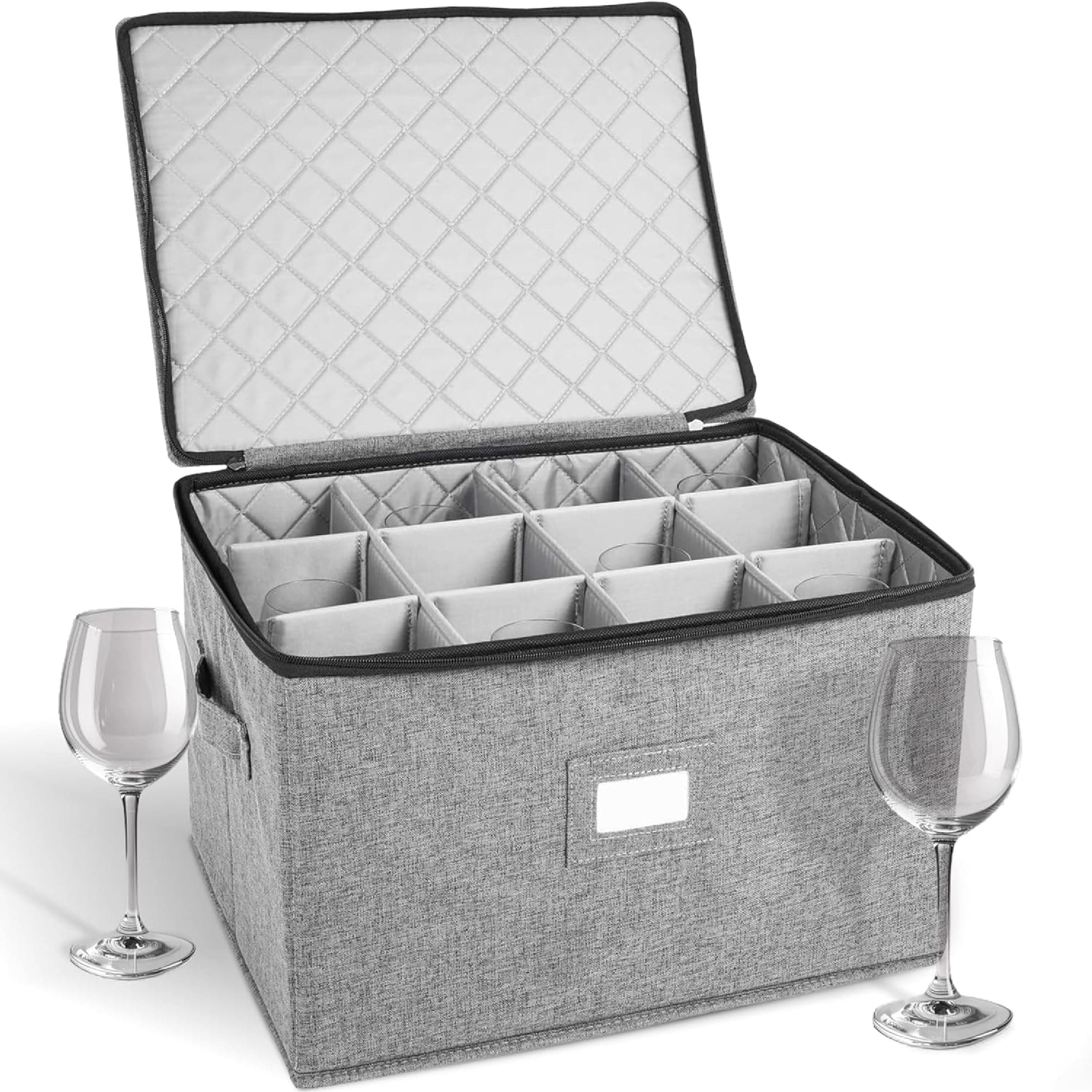 storageLAB China Storage Containers, Containers for Organizing, Hard Shell Case, Felt Plate Dividers, Moving Supplies, Storage Box, Wine, Dishes, Glasses Storage, Charger Plates Storage Containers