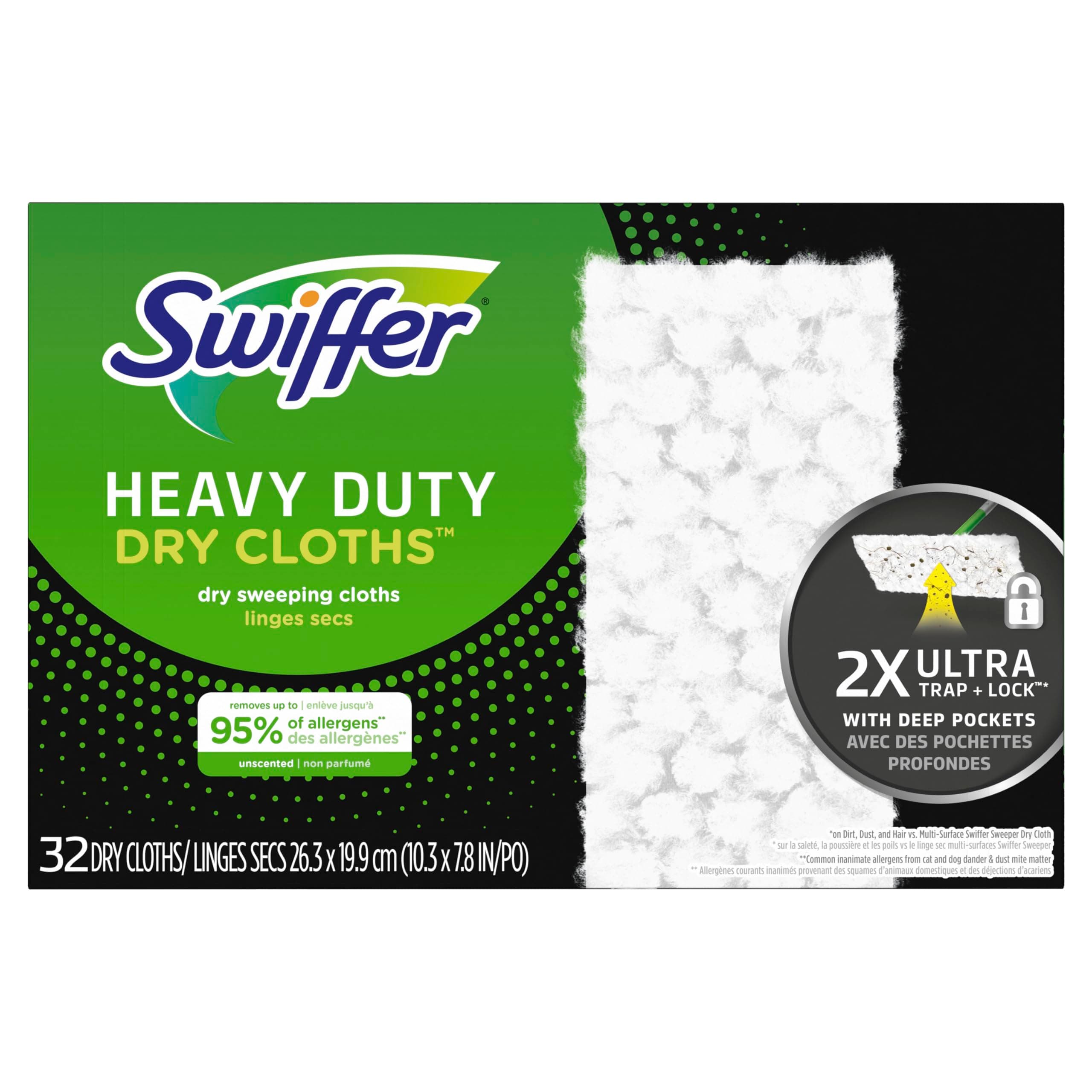 Sweeper Heavy Duty Dry Multi-Surface Cloth Refills for Floor Sweeping and Cleaning, Unscented, 32 Count