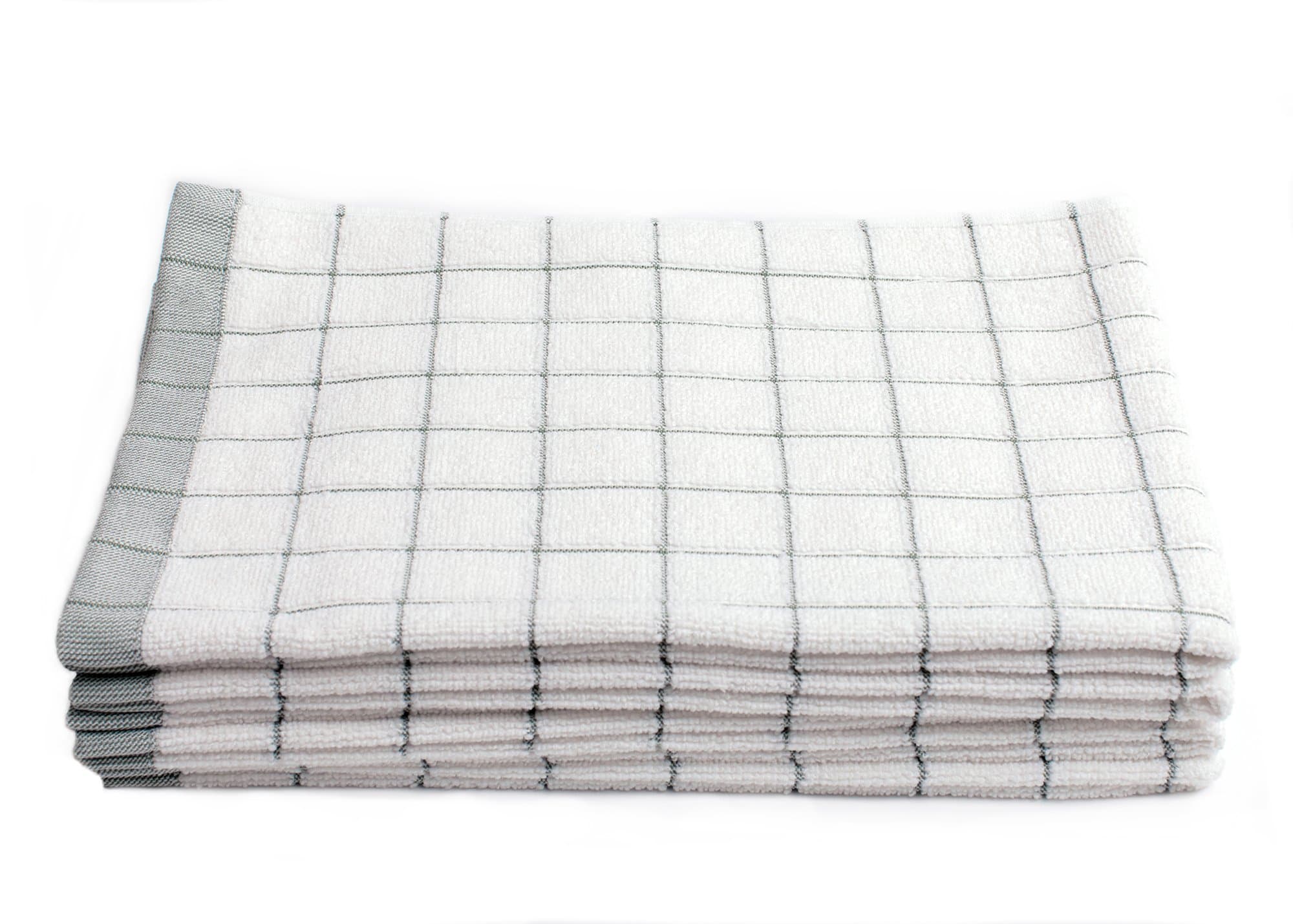 Fabresh Dish Towels - Super Absorbent, Quick-Drying Microfiber & Cotton Blend Kitchen Hand Towels for Cleaning, Scrubbing, Washing and Drying - 23in x 16in, Green, (Set of 5)