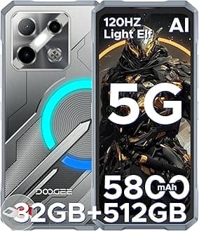 Blade GT Pro 5G Rugged Phone with LED Light Effect,32GB+512GB/2TB Rugged Smartphone,6.72” FHD+120Hz, 5800 mAh Android Phone,100MP+32MP AI Camera/Face& Finger ID/NFC,Sliver